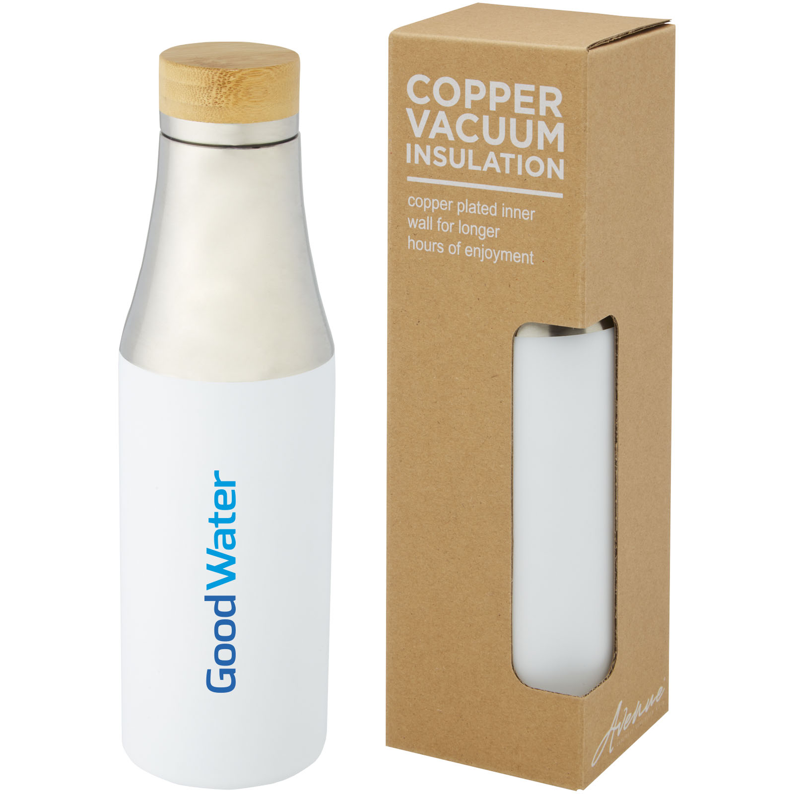 Hulan 540 ml copper vacuum insulated stainless steel bottle with bamboo lid