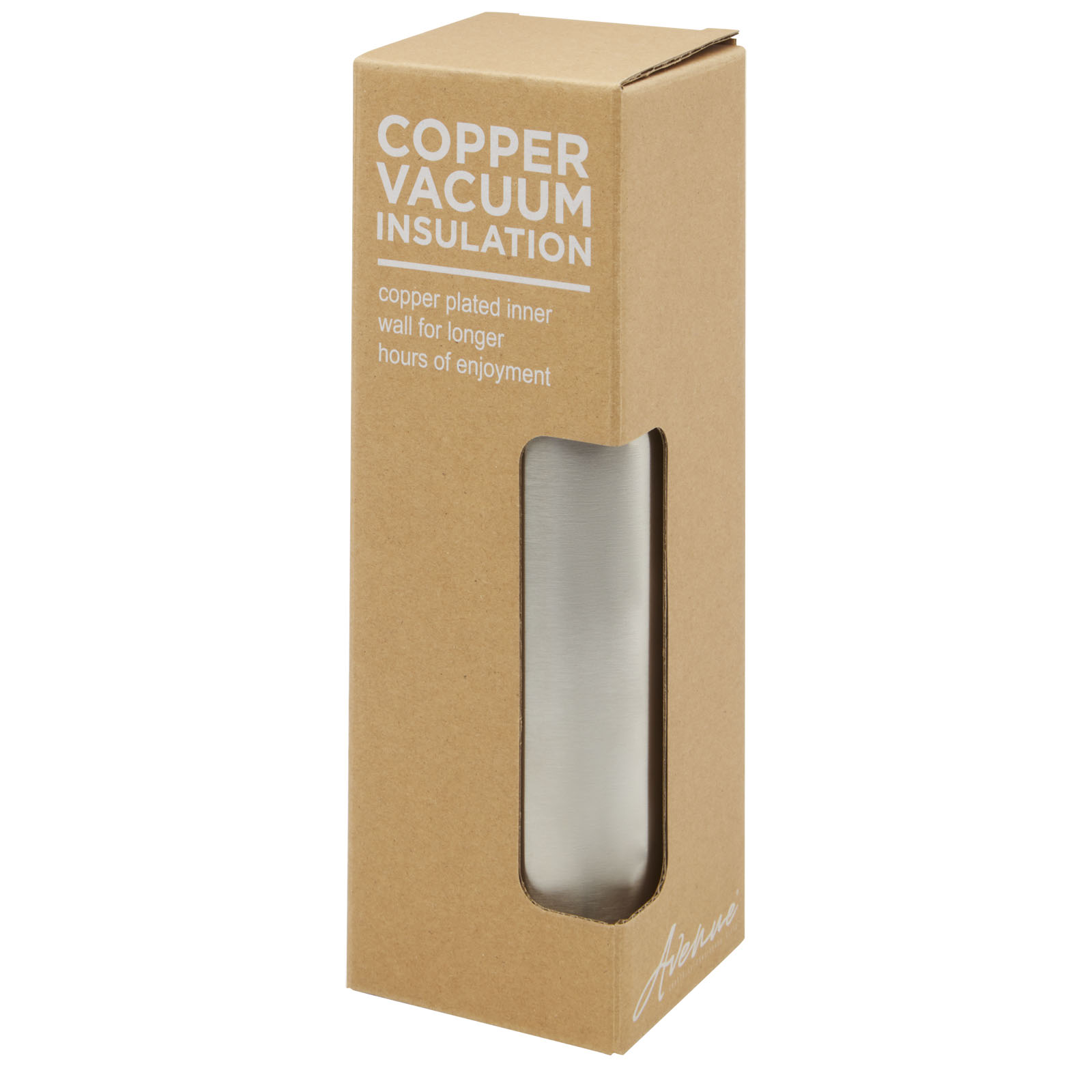 Ljungan 500 ml copper vacuum insulated stainless steel bottle with PU leather strap and lid