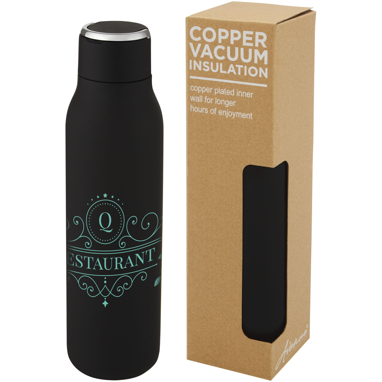 Marka 600 ml copper vacuum insulated bottle with metal loop