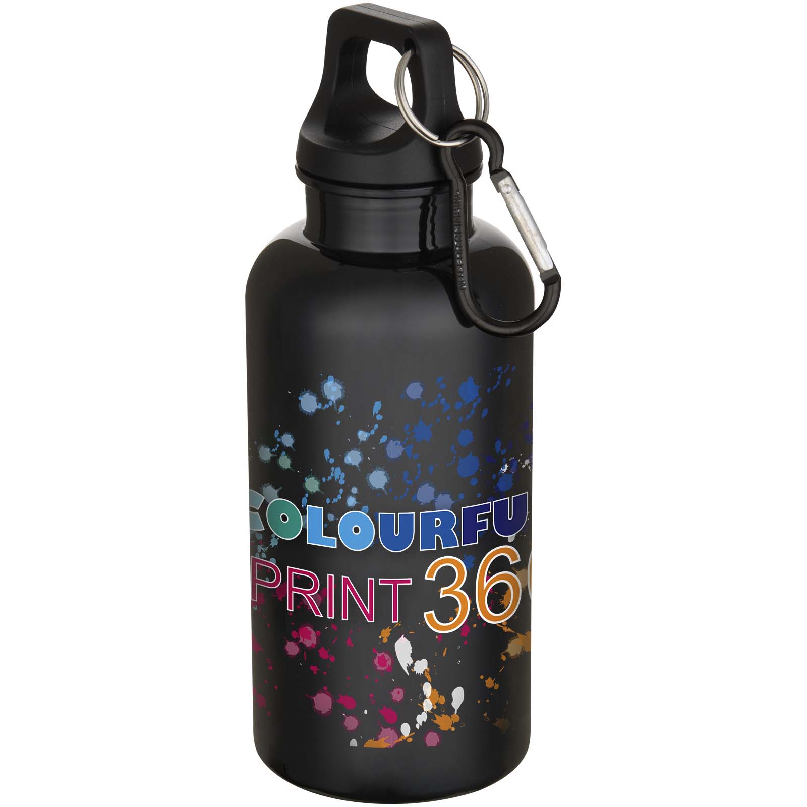 Oregon 400 ml solid colour RCS recycled plastic water bottle with carabiner