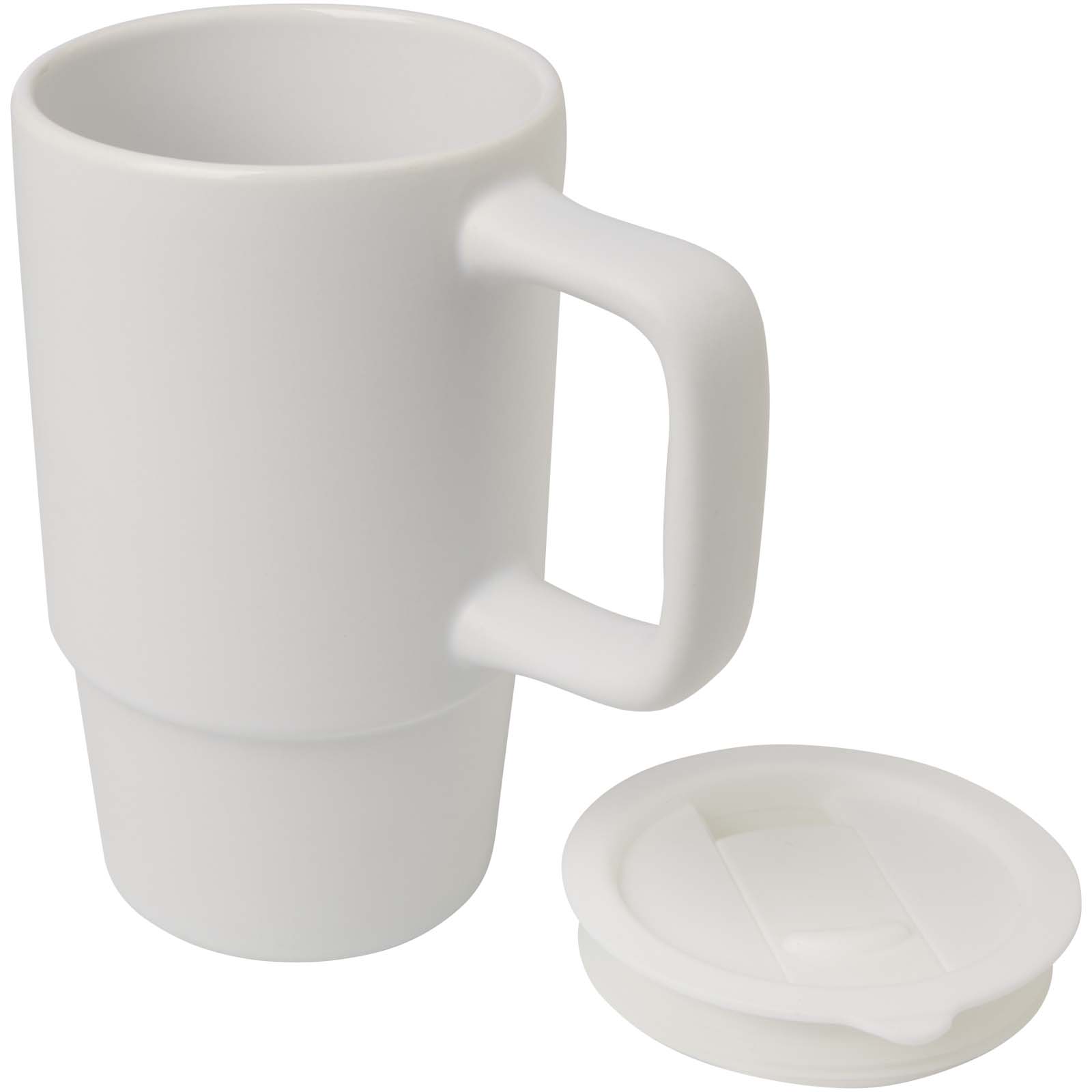 Carter 450 ml ceramic mug with plastic lid