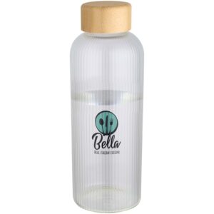 Mirage 650 ml single-walled borosilicate glass bottle with bamboo lid