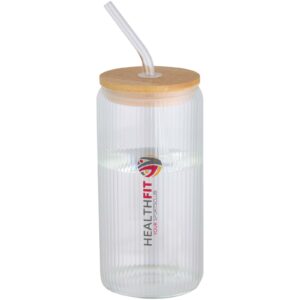 Mirage 500 ml single-walled borosilicate glass jar with bamboo lid