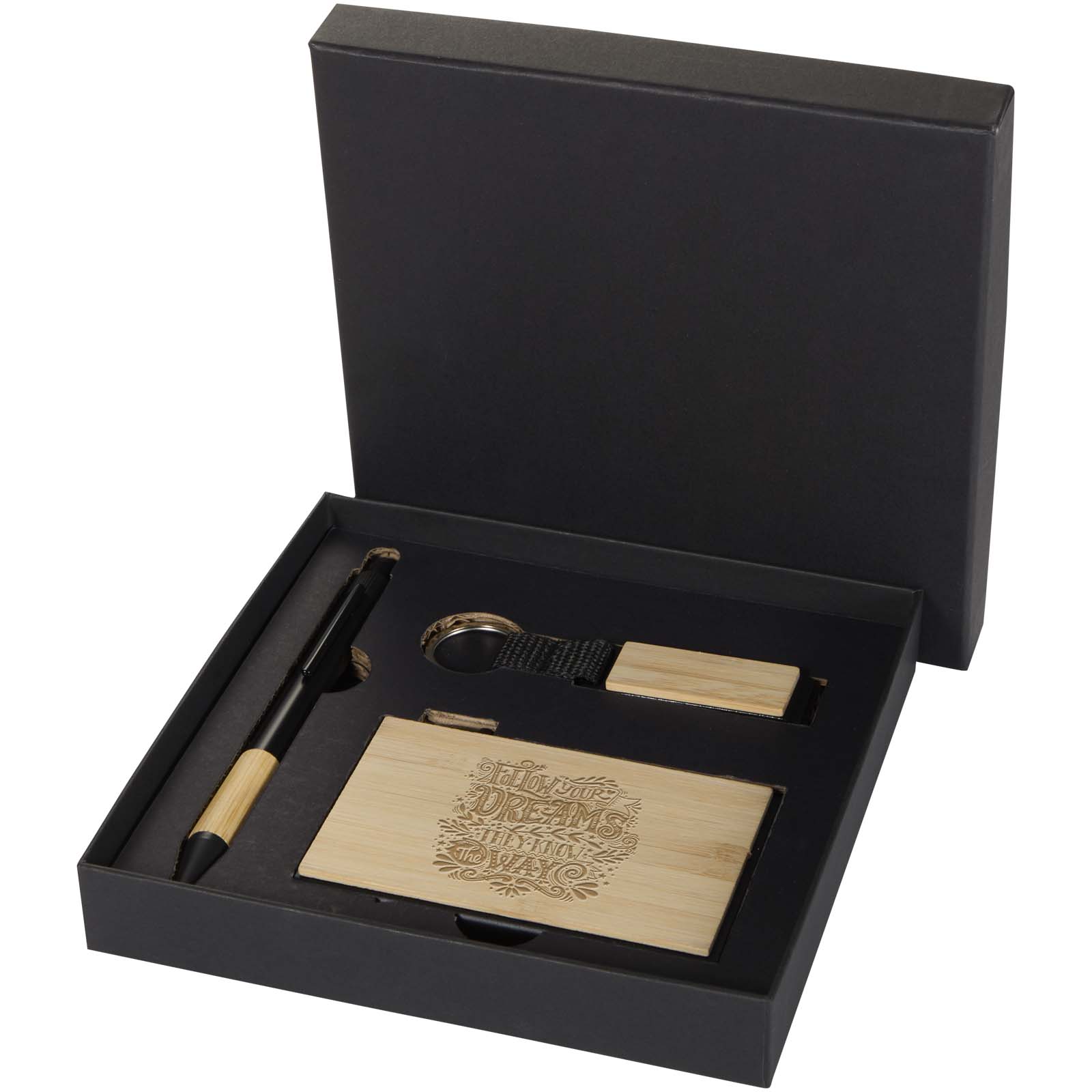 Minka RCS recycled aluminium ballpoint pen, keychain and RFID card holder gift set