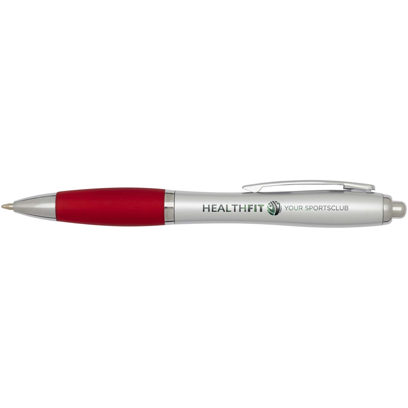 Nash RCS recycled plastic ballpoint pen with silver barrel and coloured grip (black ink)