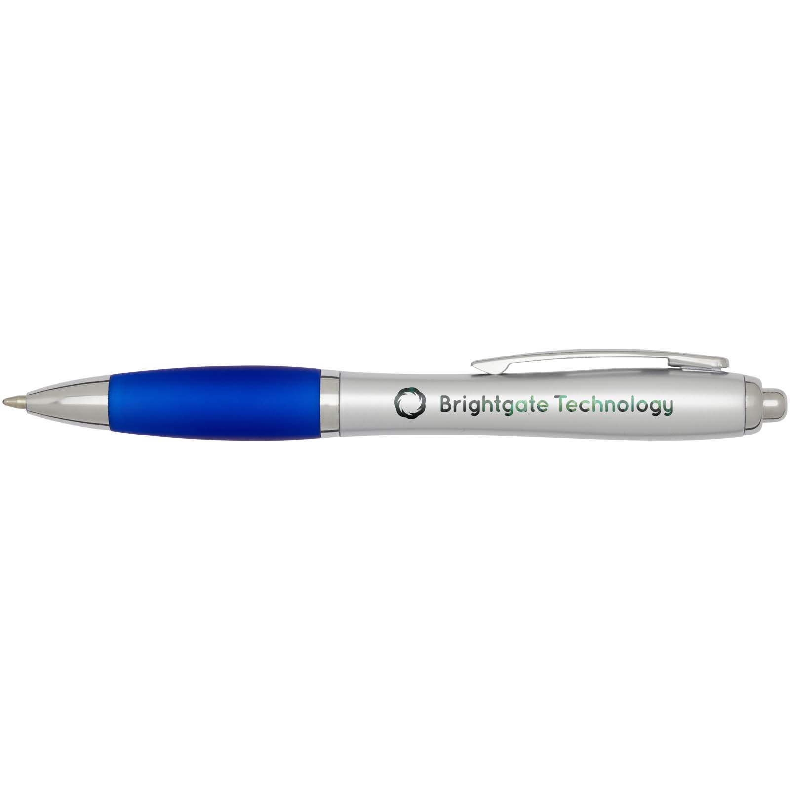 Nash RCS recycled plastic ballpoint pen with silver barrel and coloured grip (black ink)