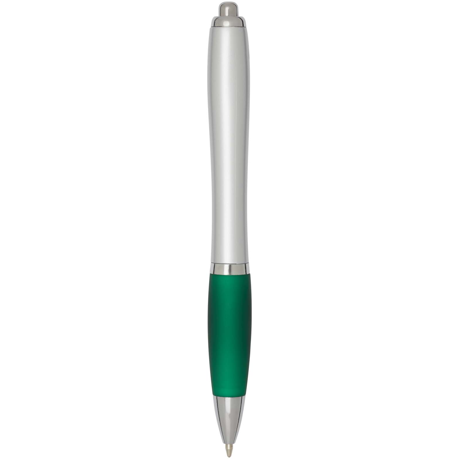 Nash RCS recycled plastic ballpoint pen with silver barrel and coloured grip (black ink)