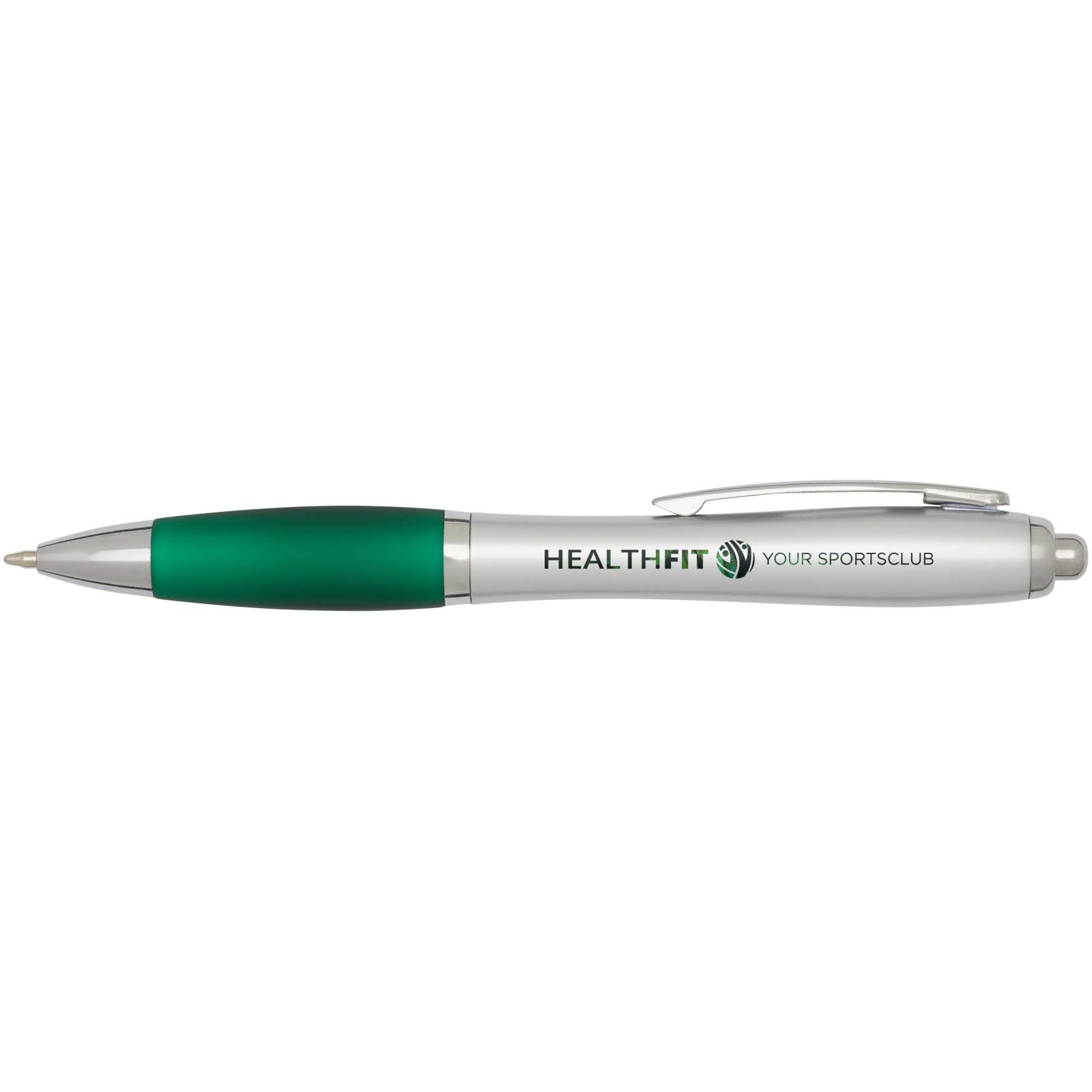 Nash RCS recycled plastic ballpoint pen with silver barrel and coloured grip (black ink)