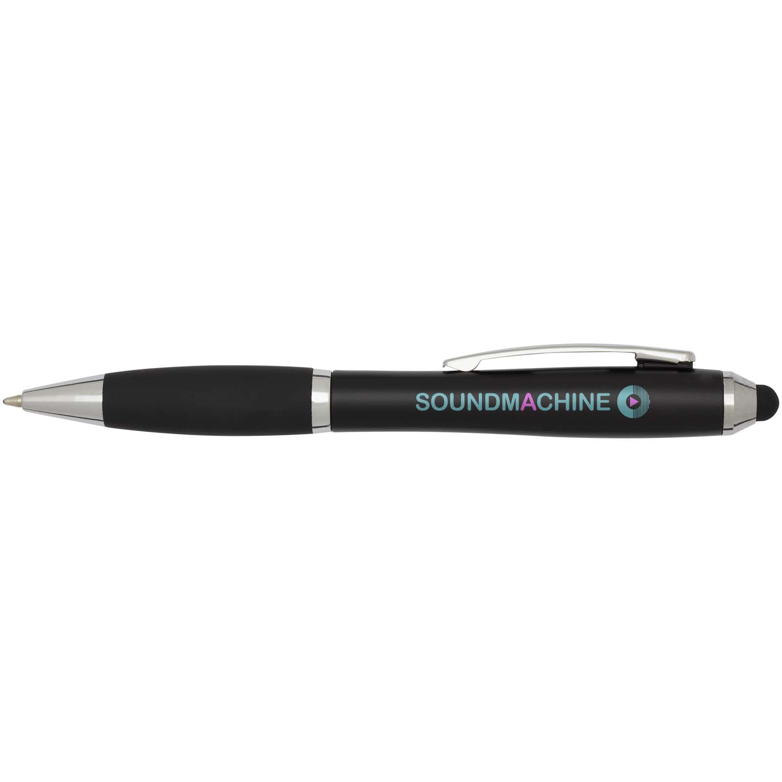 Nash RCS recycled plastic stylus ballpoint pen with coloured barrel and black grip (blue ink)