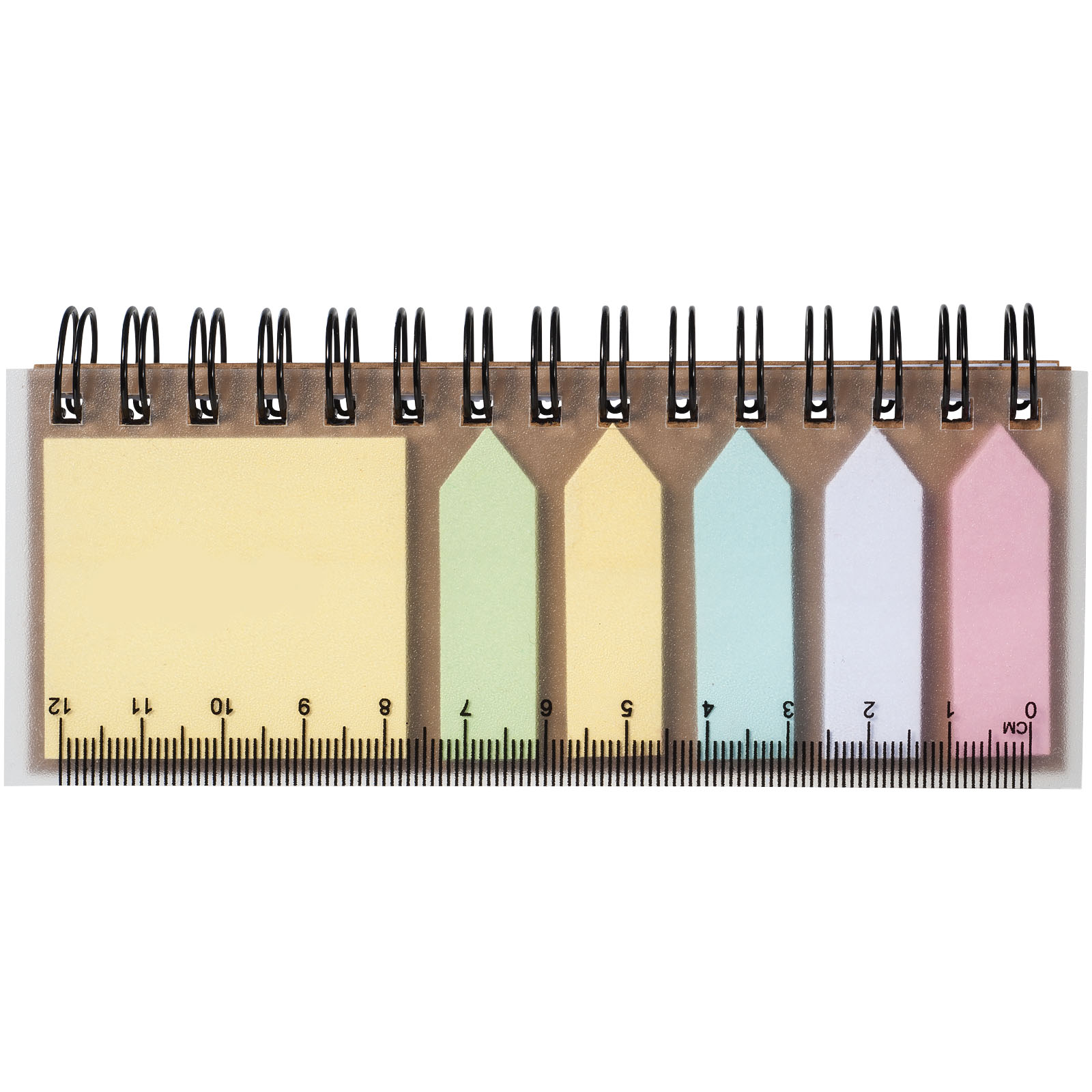 Spinner spiral notebook with coloured sticky notes