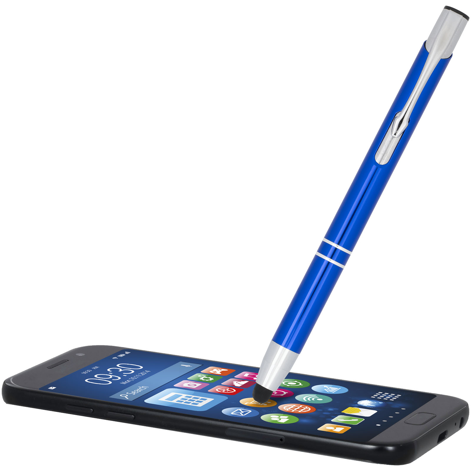 Moneta anodized aluminium click stylus ballpoint pen (blue ink)