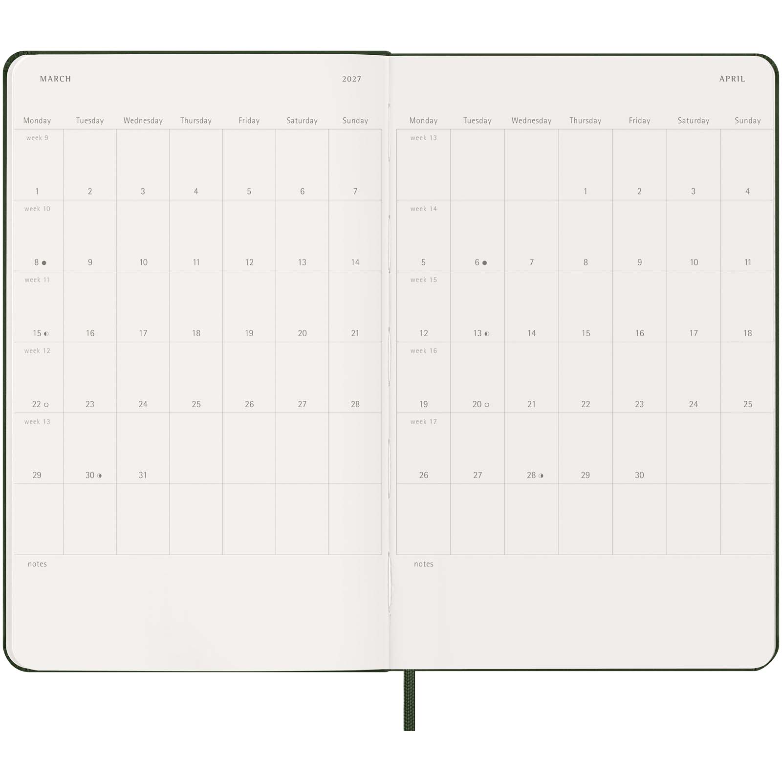 Moleskine hard cover 12 month weekly L planner