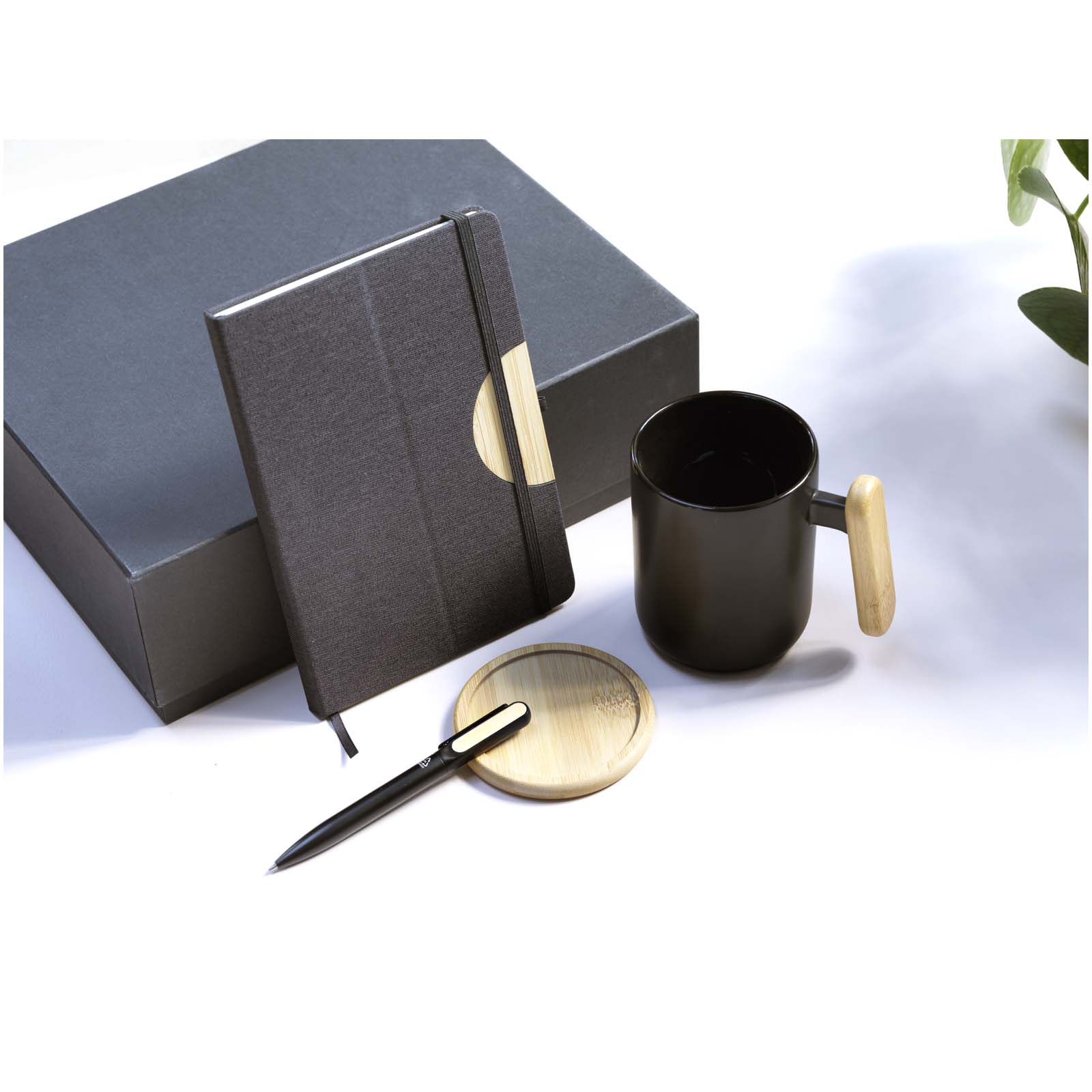 Laura A5 hard cover notebook and ballpoint pen gift set (black ink)