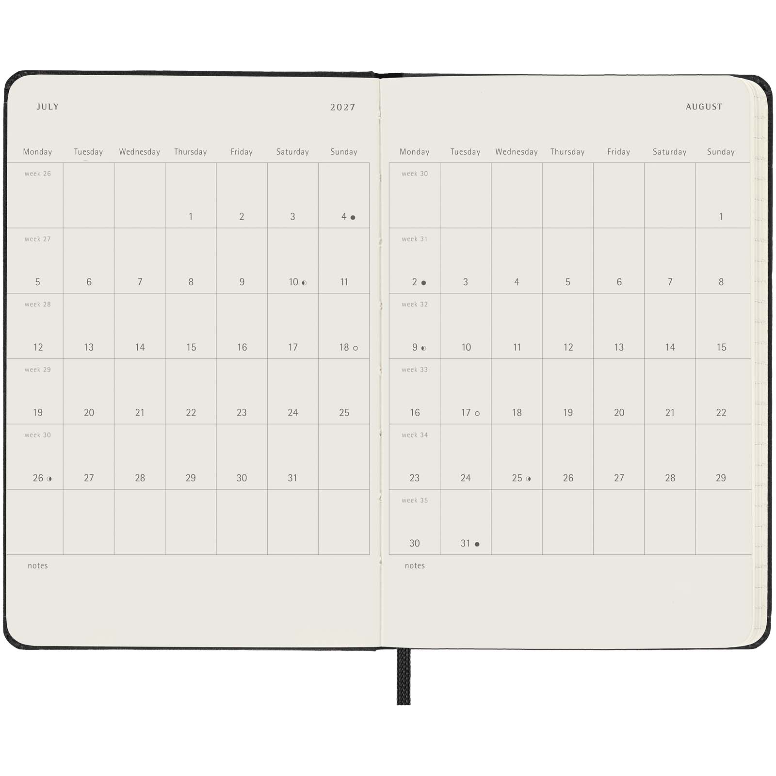 Moleskine hard cover 12 month PK daily planner
