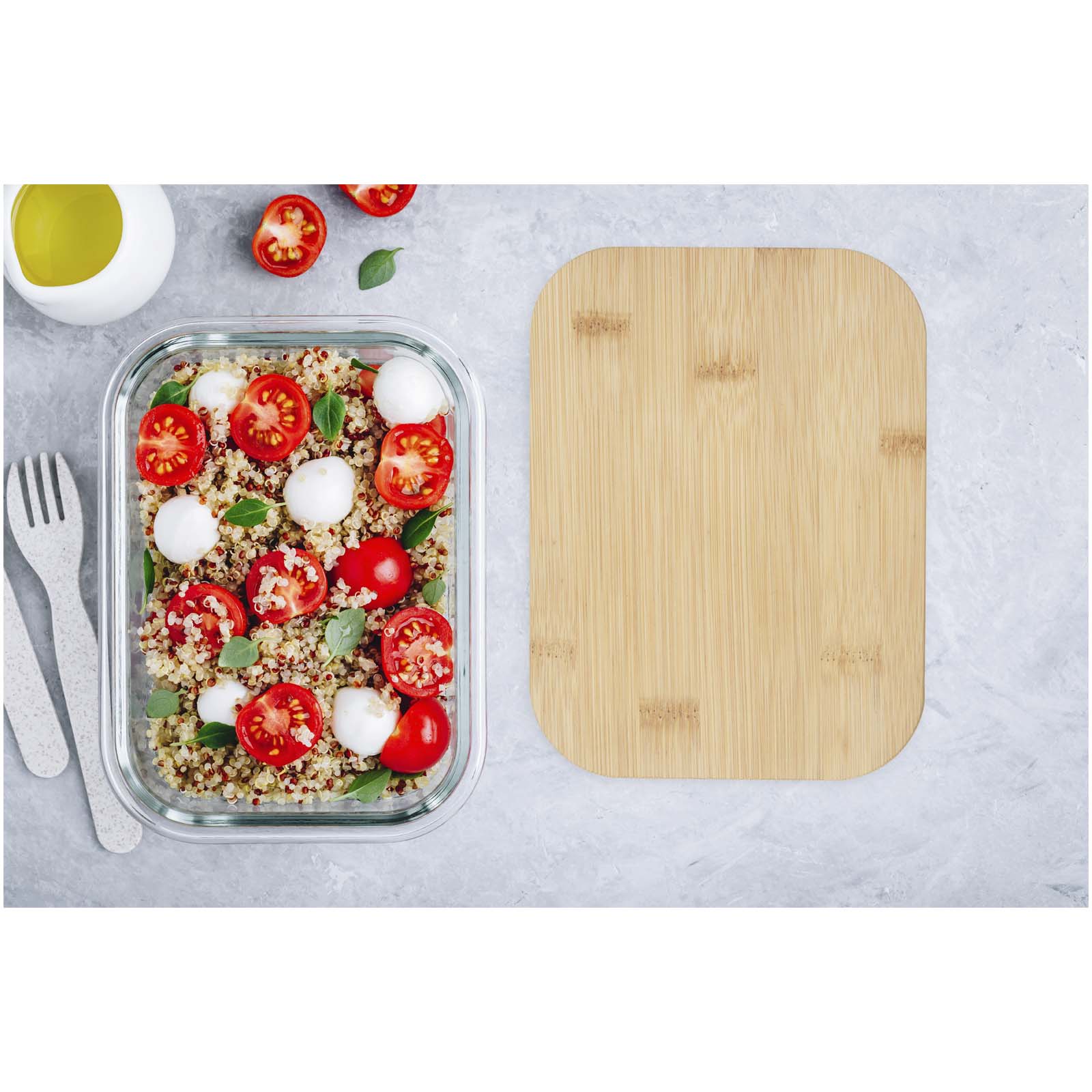 Roby 1000 ml glass lunch box with bamboo lid