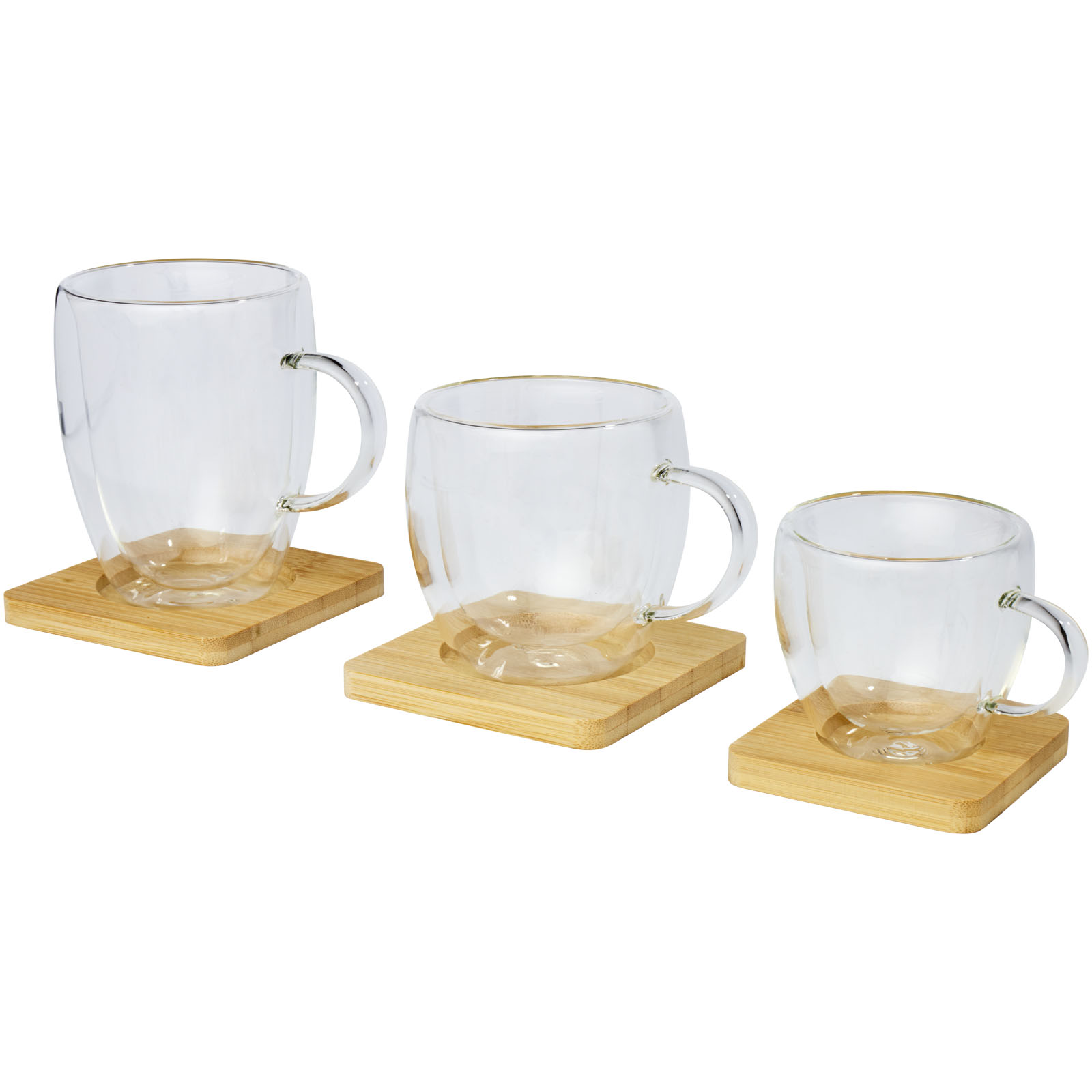 Manti 2-piece 250 ml double-wall glass cup with bamboo coaster