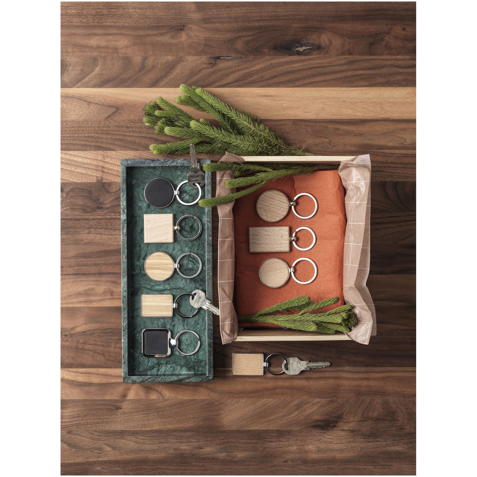 Neta bamboo rectangular keychain