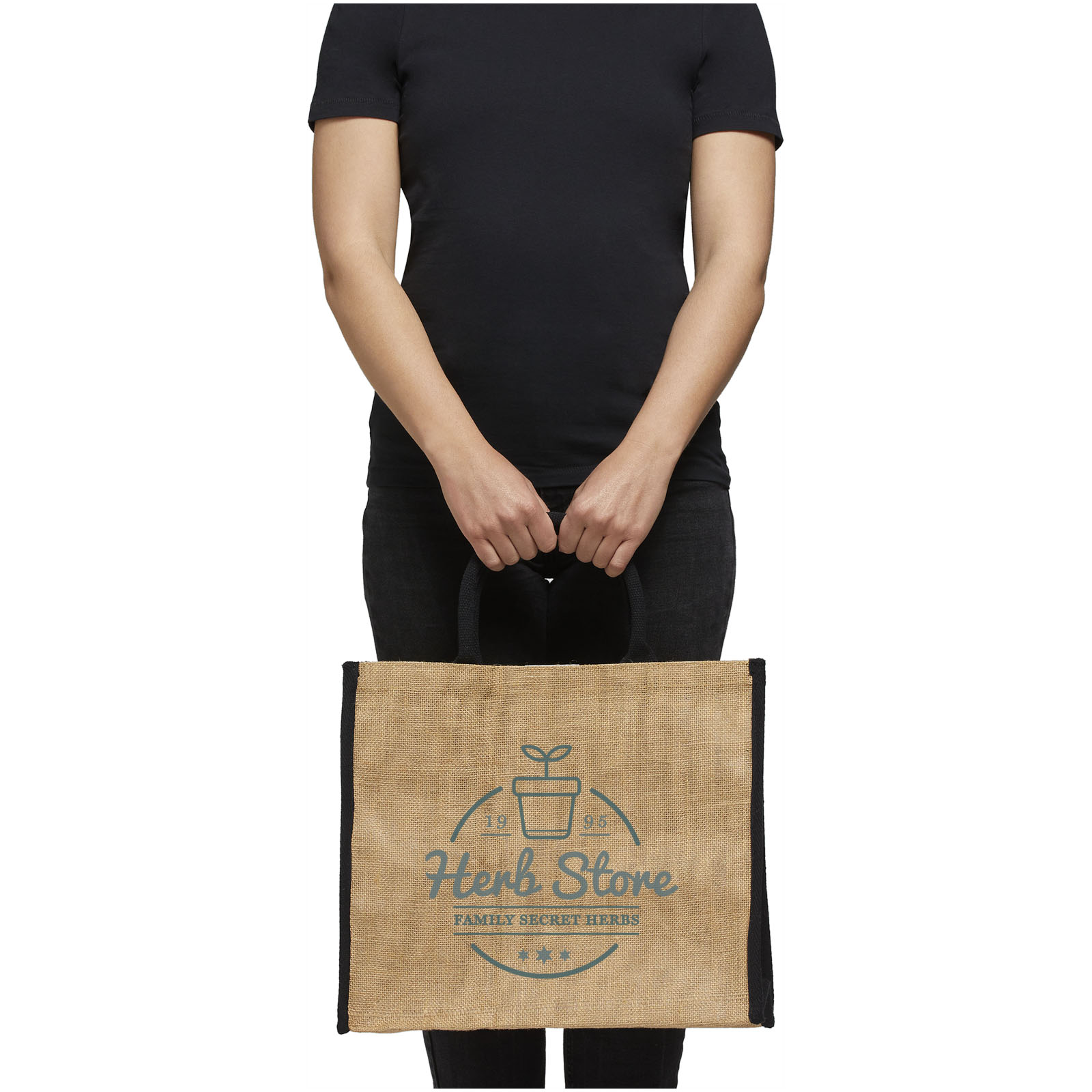 Harry coloured edge jute tote bag 25L