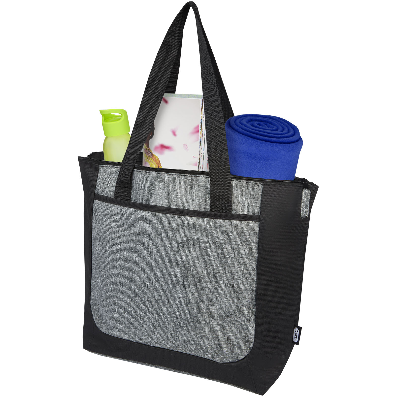 Reclaim GRS recycled two-tone zippered tote bag 15L