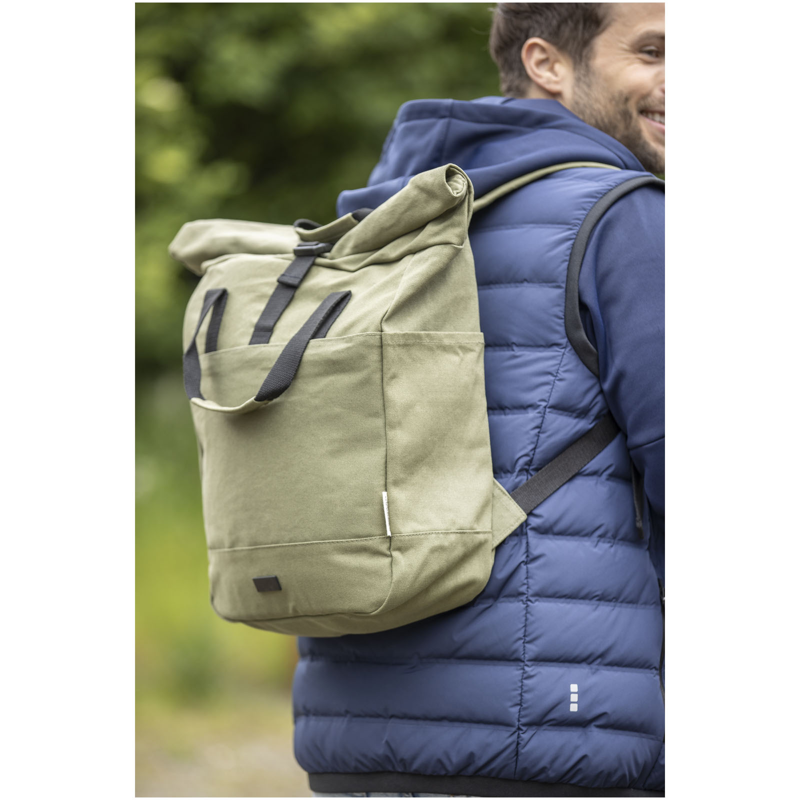 Joey 15” GRS recycled canvas rolltop laptop backpack 15L