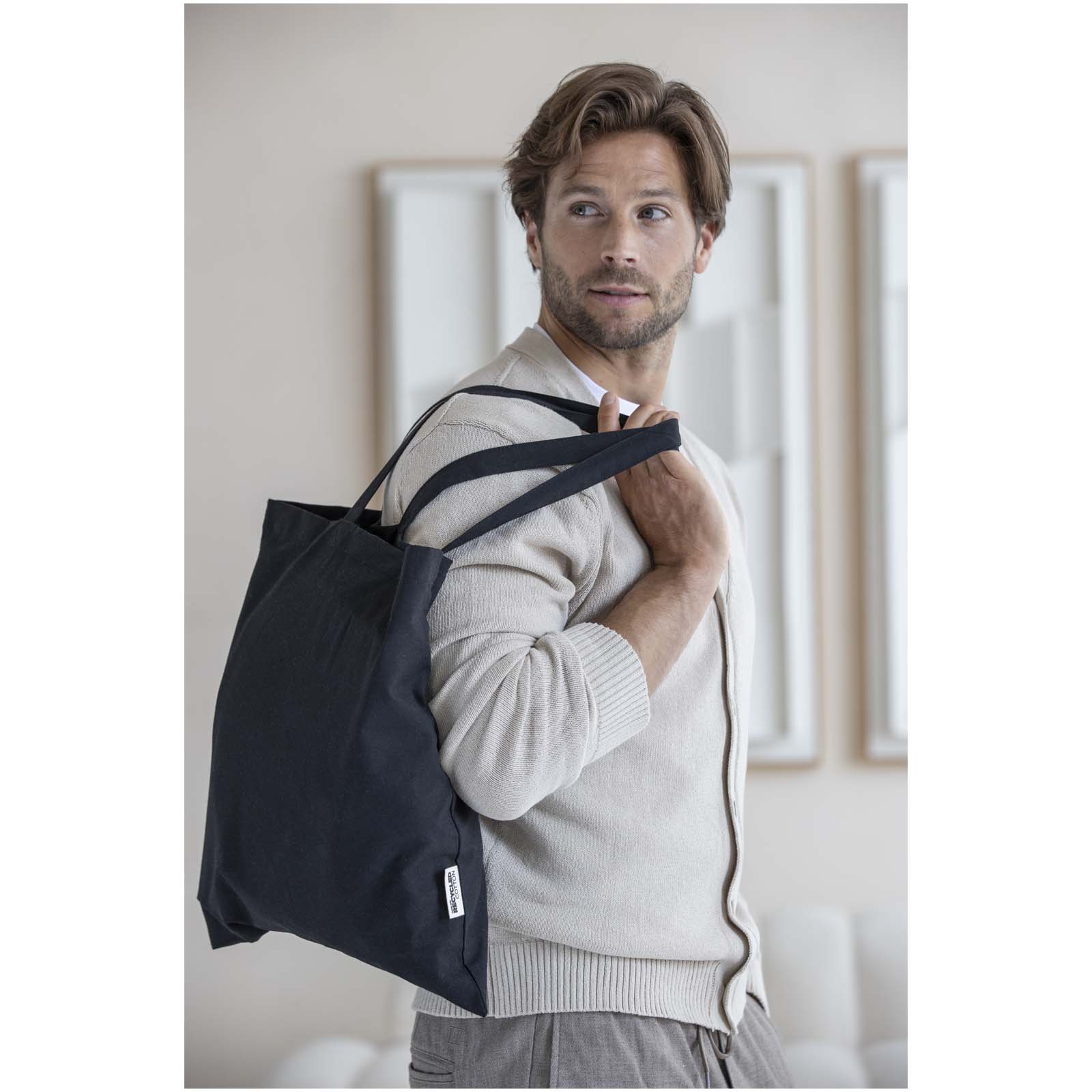 Madras 140 g/m2 GRS recycled cotton tote bag 7L