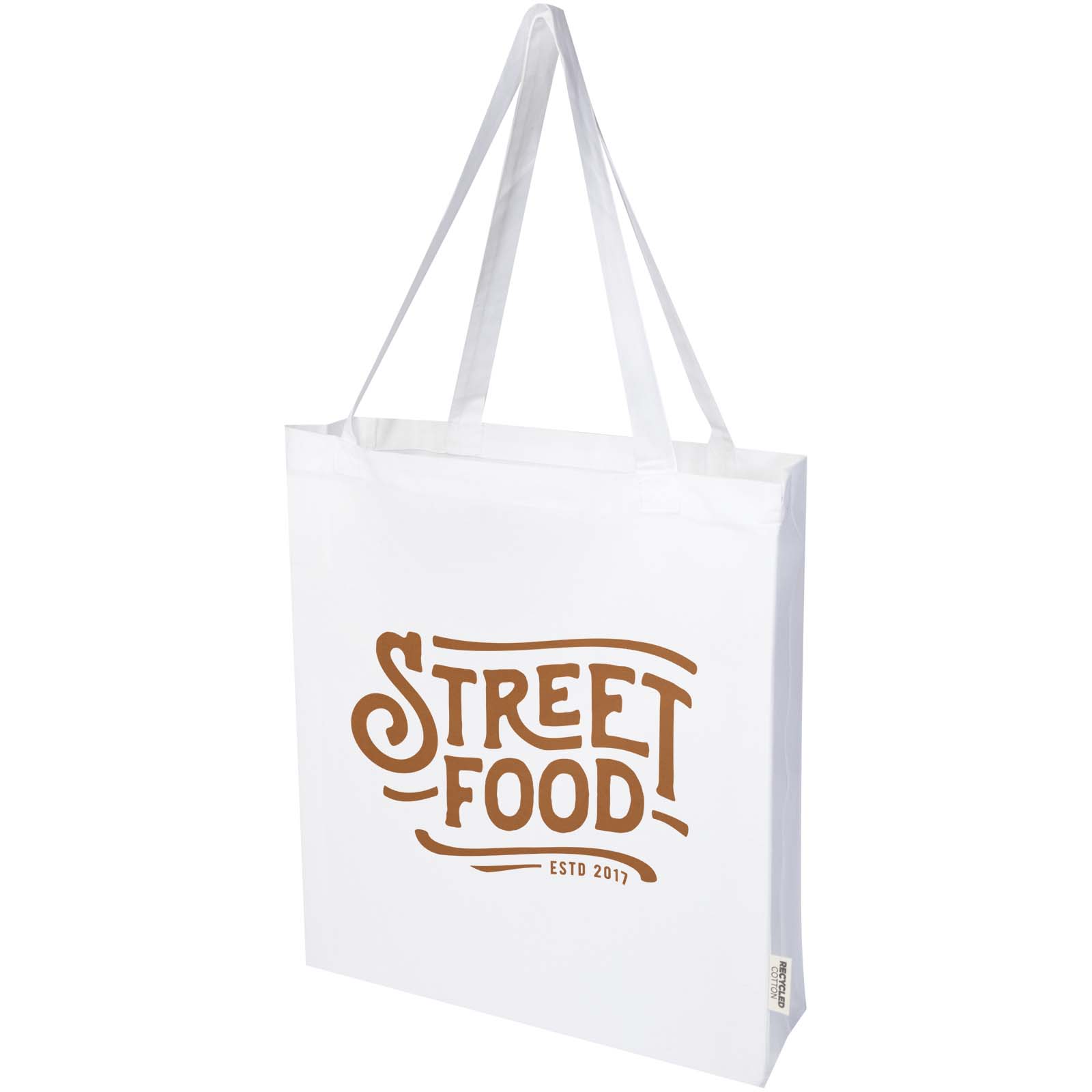 Madras 140 g/m² GRS recycled cotton gusset tote bag 12L