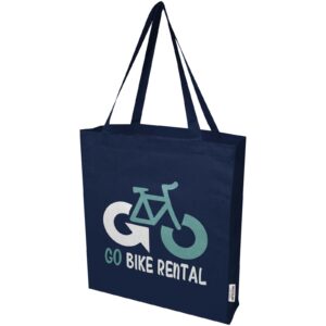 Madras 140 g/m² GRS recycled cotton gusset tote bag 12L