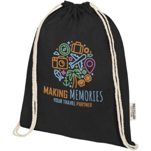 Oregon 140 g/m² GRS recycled cotton drawstring bag