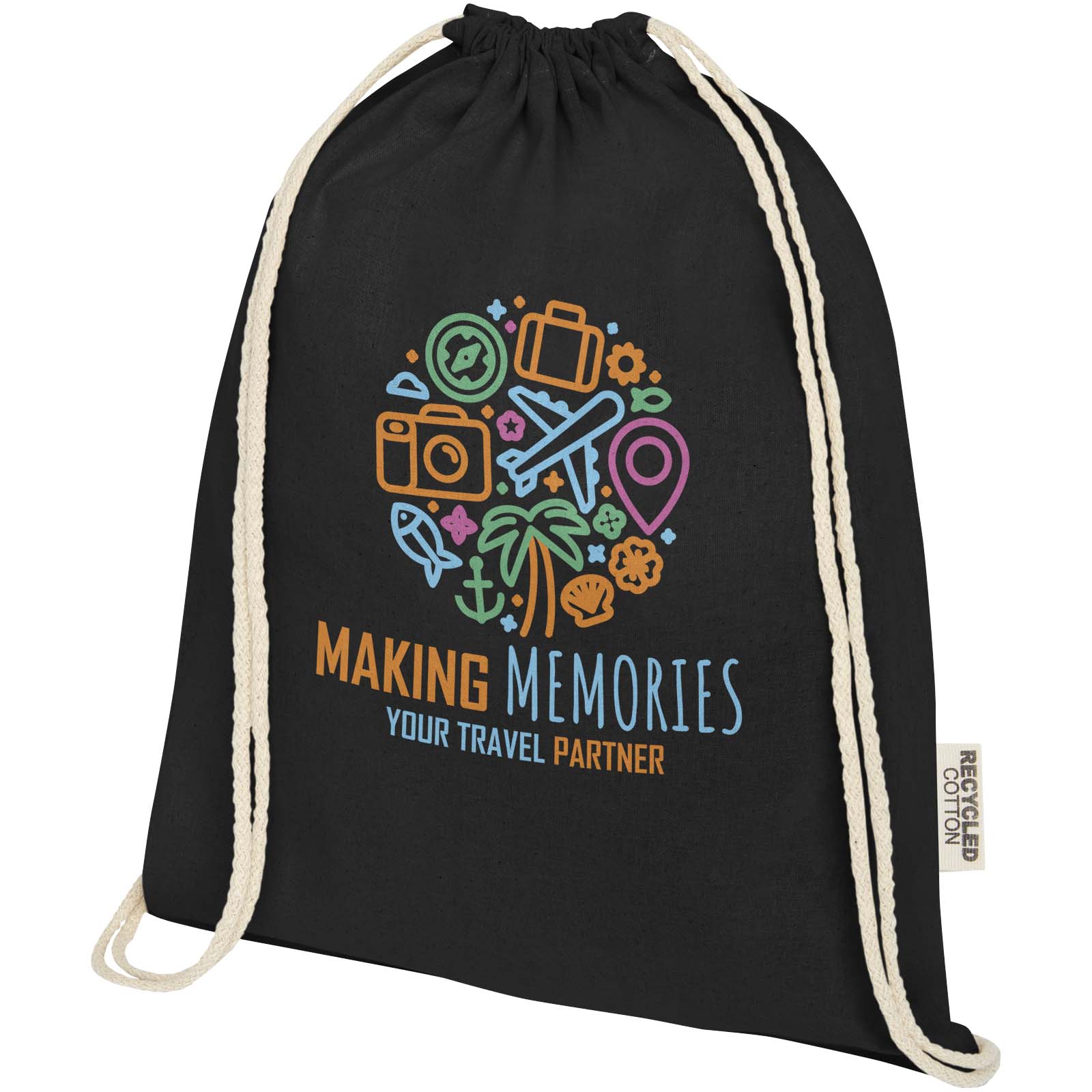 Oregon 140 g/m² GRS recycled cotton drawstring bag