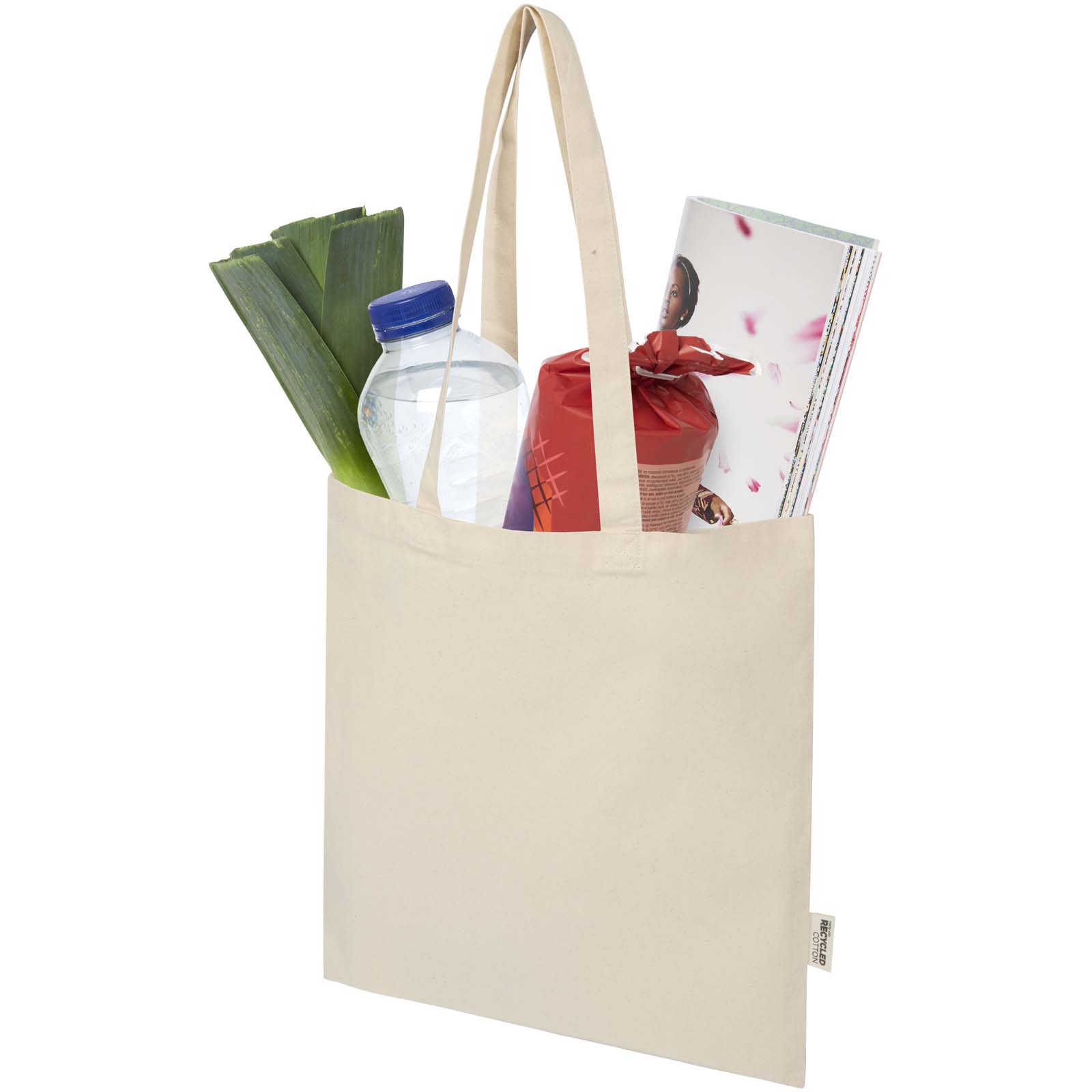 Madras Blend 140 g/m² GRS recycled cotton tote bag 7L