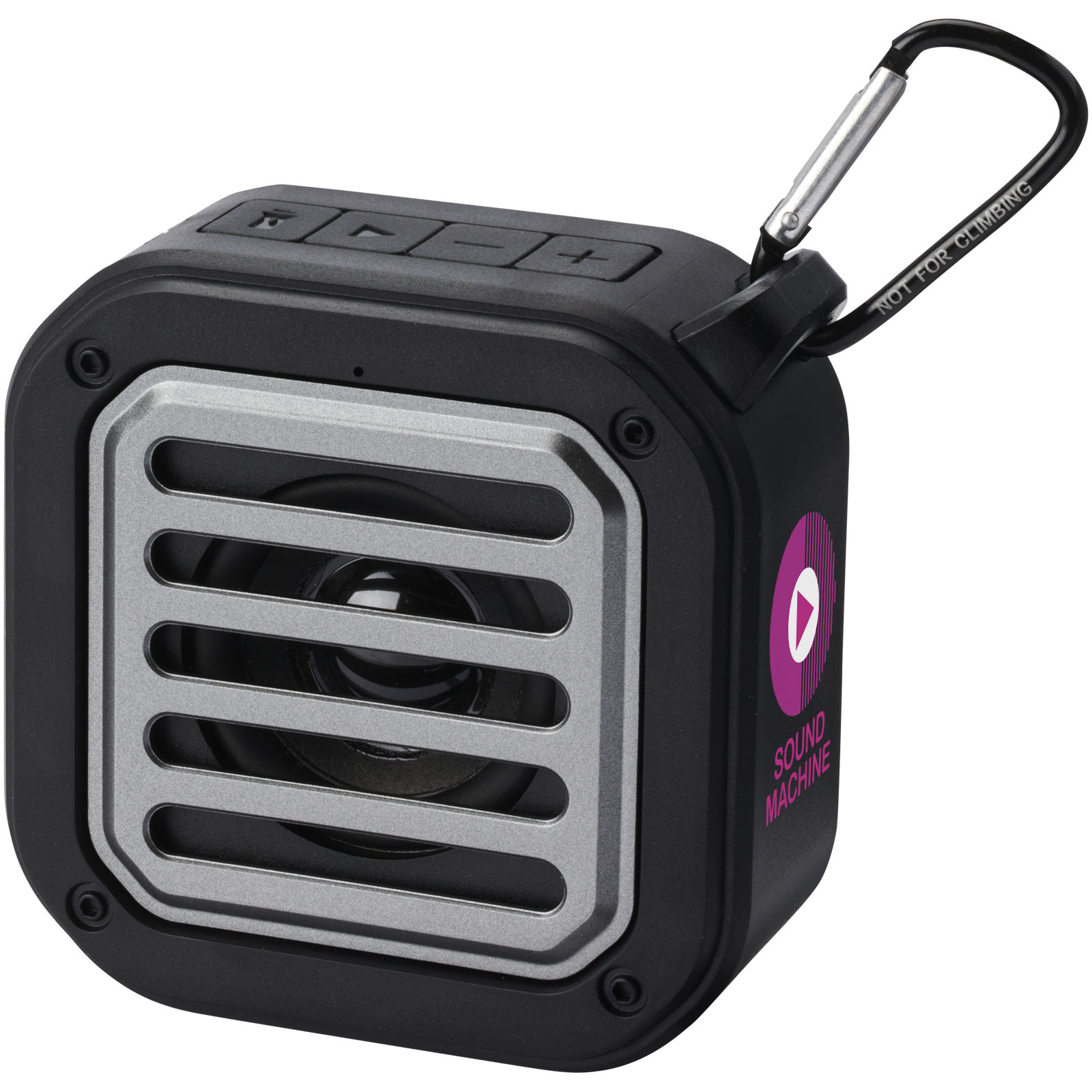 Solo 3W IPX5 RCS recycled plastic solar Bluetooth speaker with carabiner