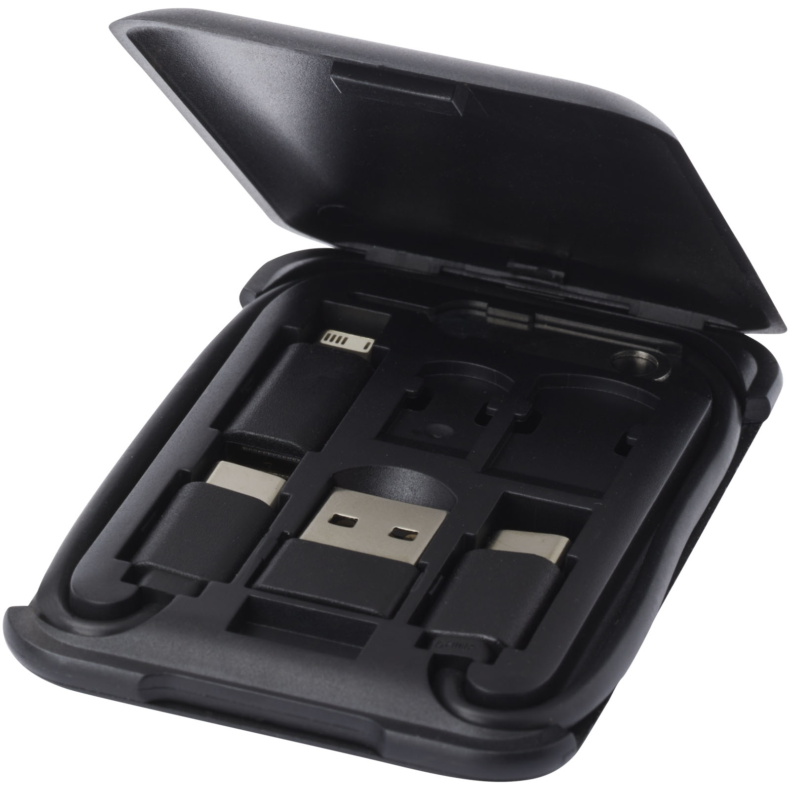 Savvy recycled plastic modular charging cable with phone holder