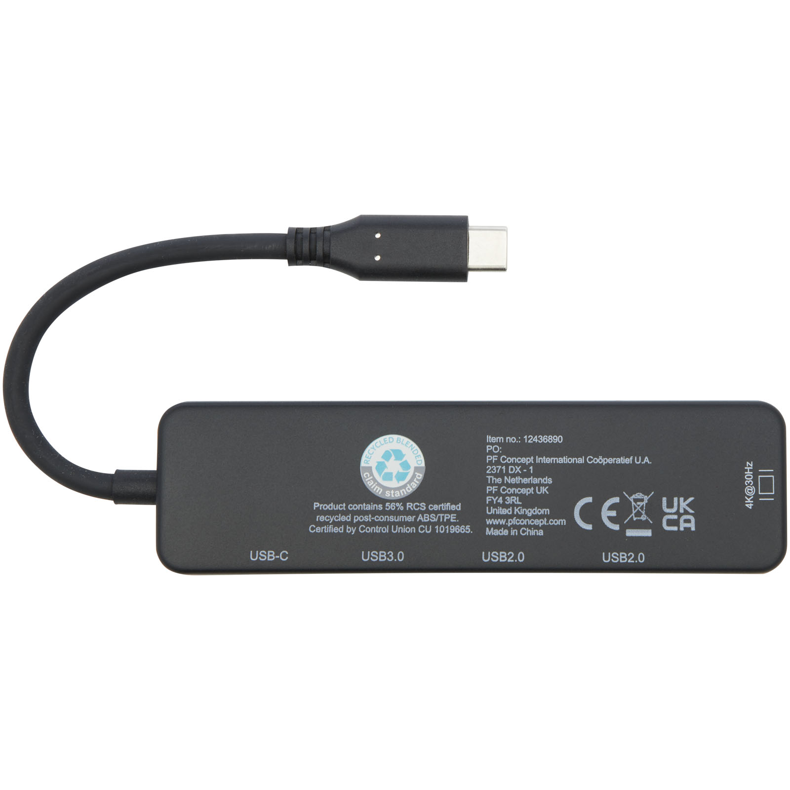 Loop RCS recycled plastic multimedia adapter USB 2.0-3.0 with HDMI port