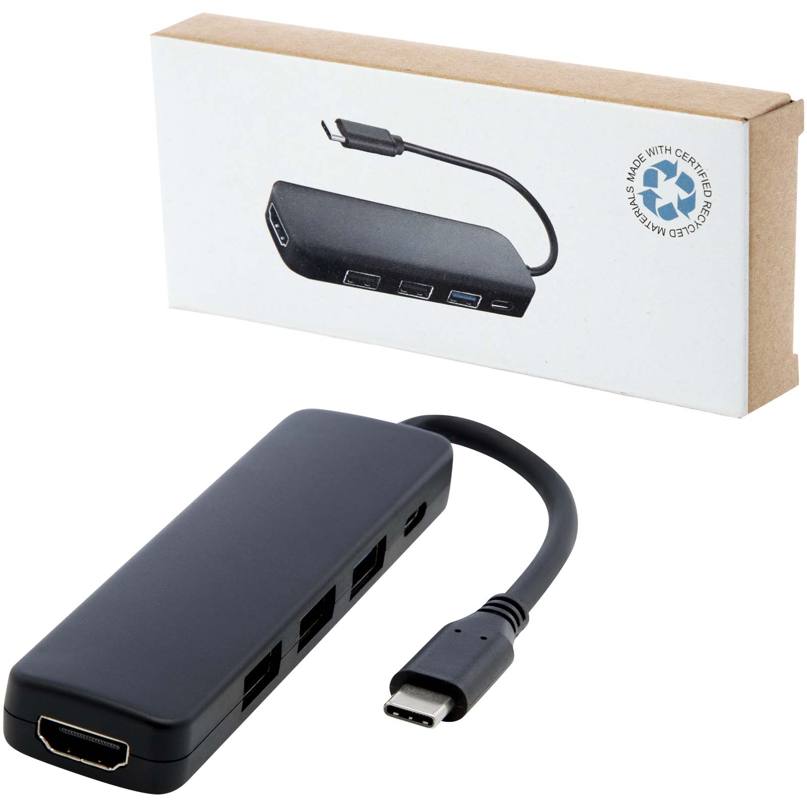 Loop RCS recycled plastic multimedia adapter USB 2.0-3.0 with HDMI port