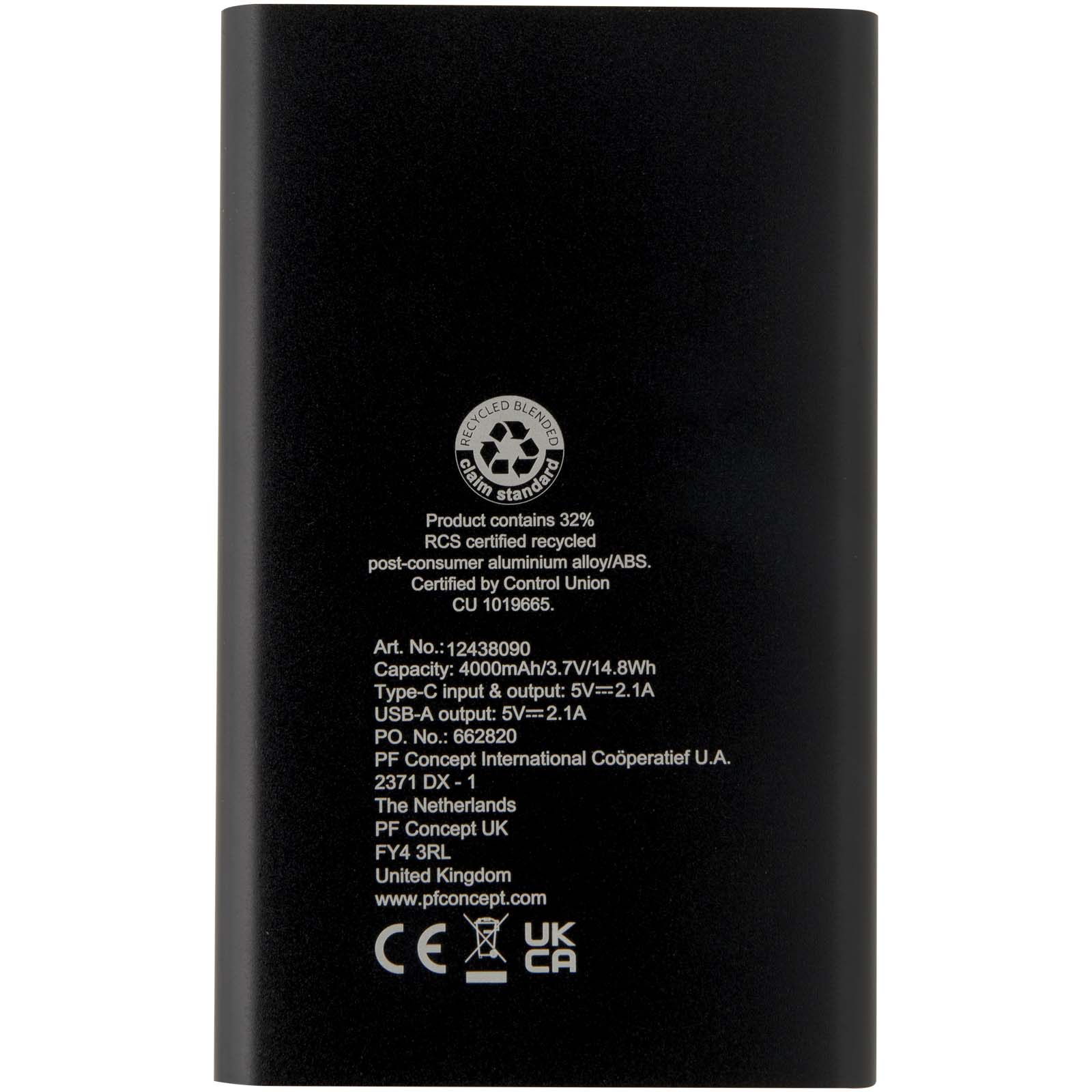 Pep 4000 mAh Type-C recycled aluminium power bank