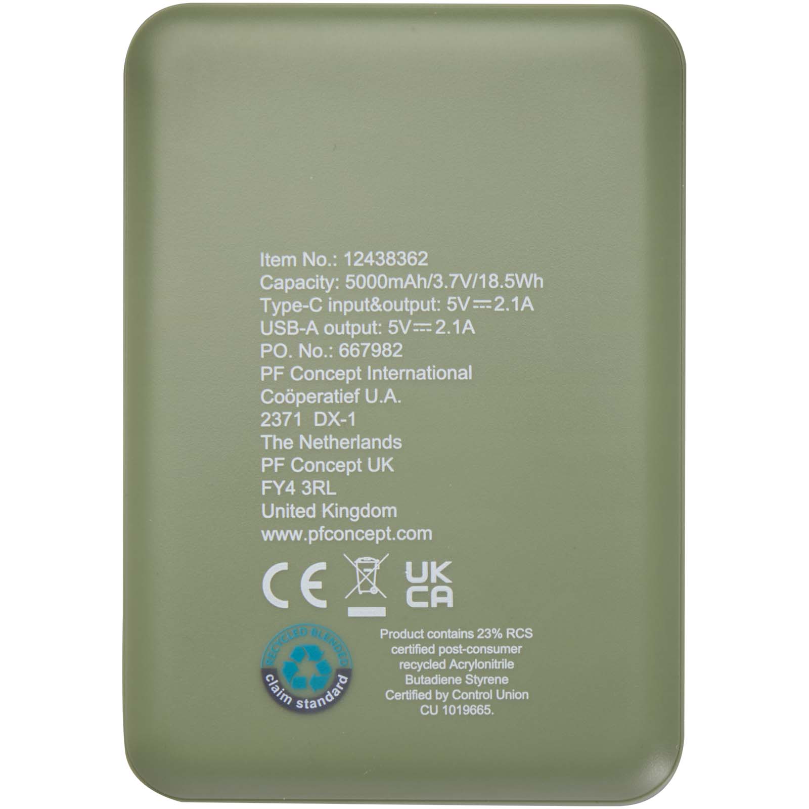 Asama 5000 mAh Type-C recycled plastic power bank