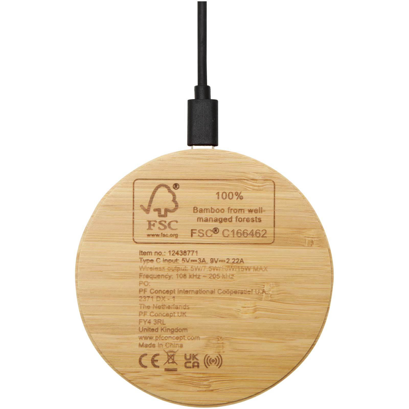 Essence 15W bamboo wireless charging pad