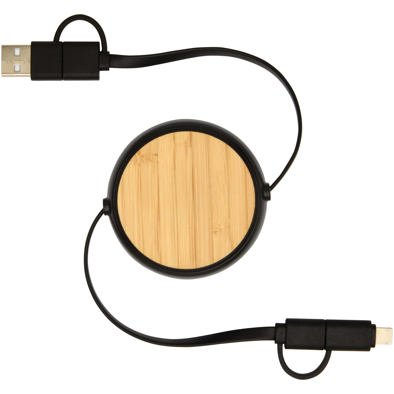 Chechia 5-in-1 recycled plastic 100 cm retractable data sync and 45W fast charge cable