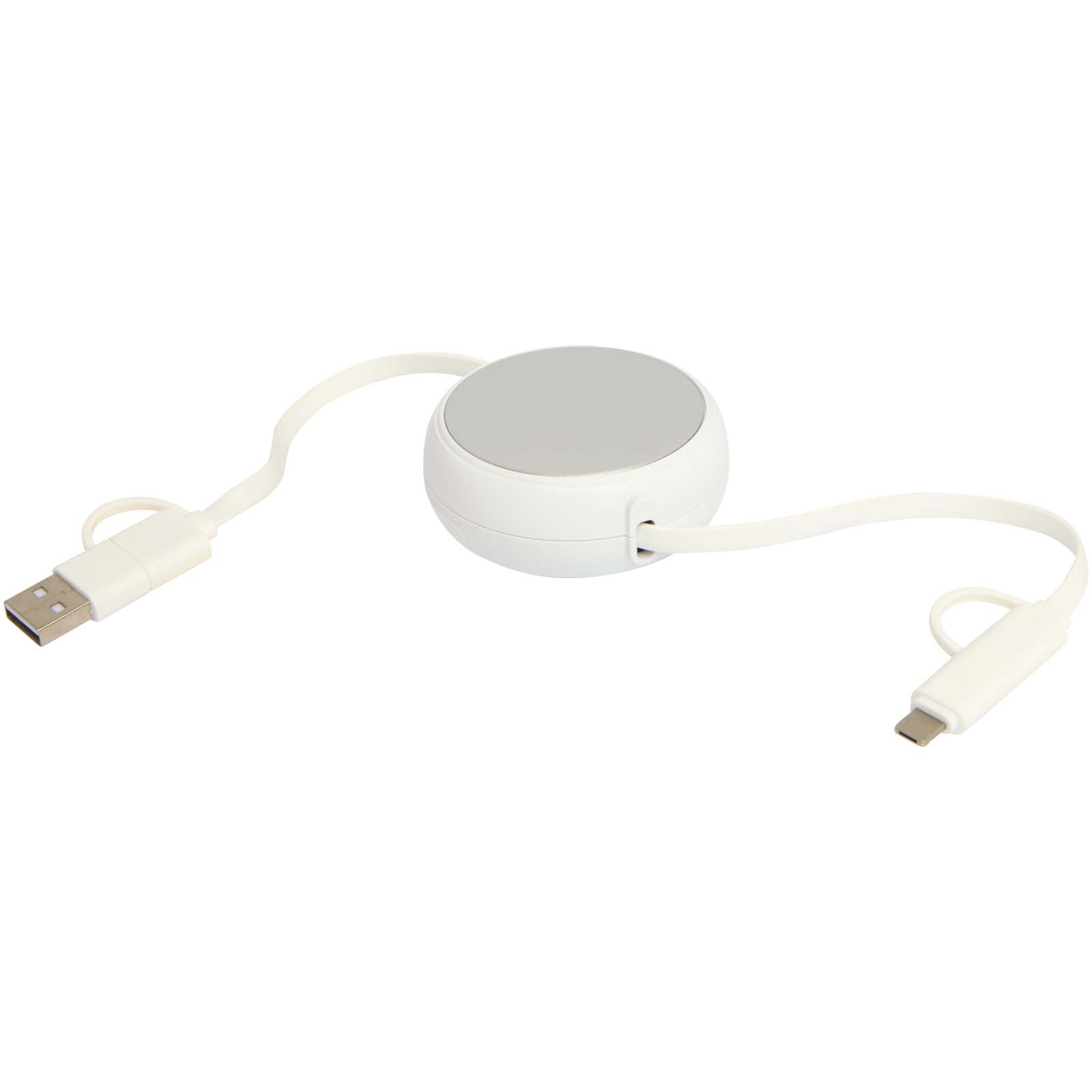 Alasia 5-in-1 100 cm recycled plastic and aluminium retractable data sync and 45W fast charge cable
