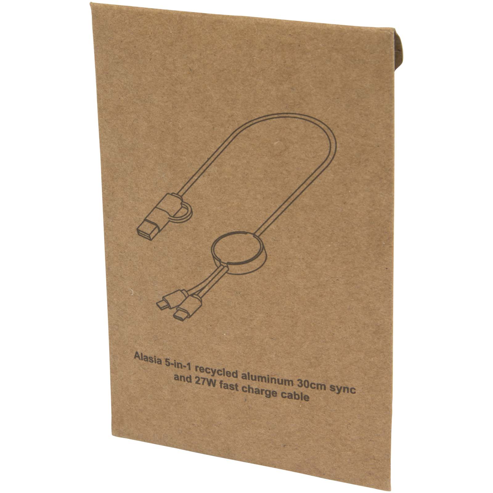 Alasia 5-in-1 recycled aluminium and plastic 30 cm data sync and 27W fast charge cable