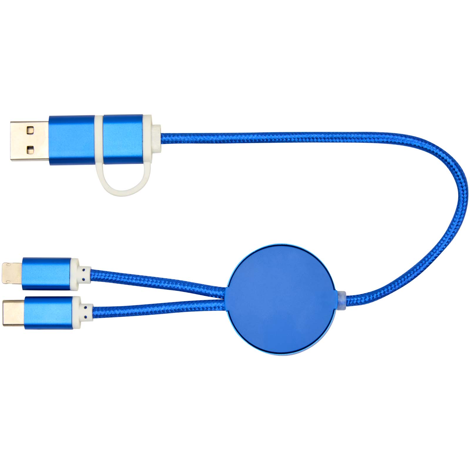 Alasia 5-in-1 recycled aluminium and plastic 30 cm data sync and 27W fast charge cable
