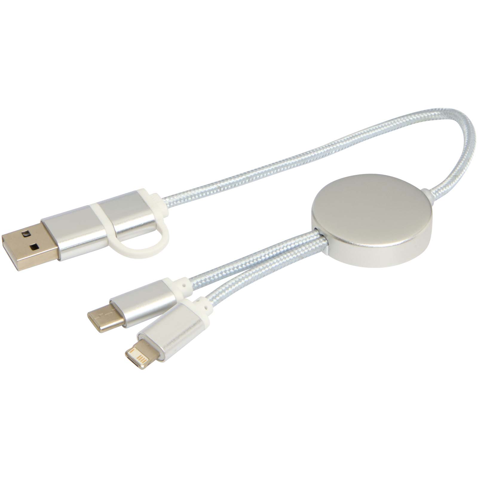 Alasia 5-in-1 recycled aluminium and plastic 30 cm data sync and 27W fast charge cable