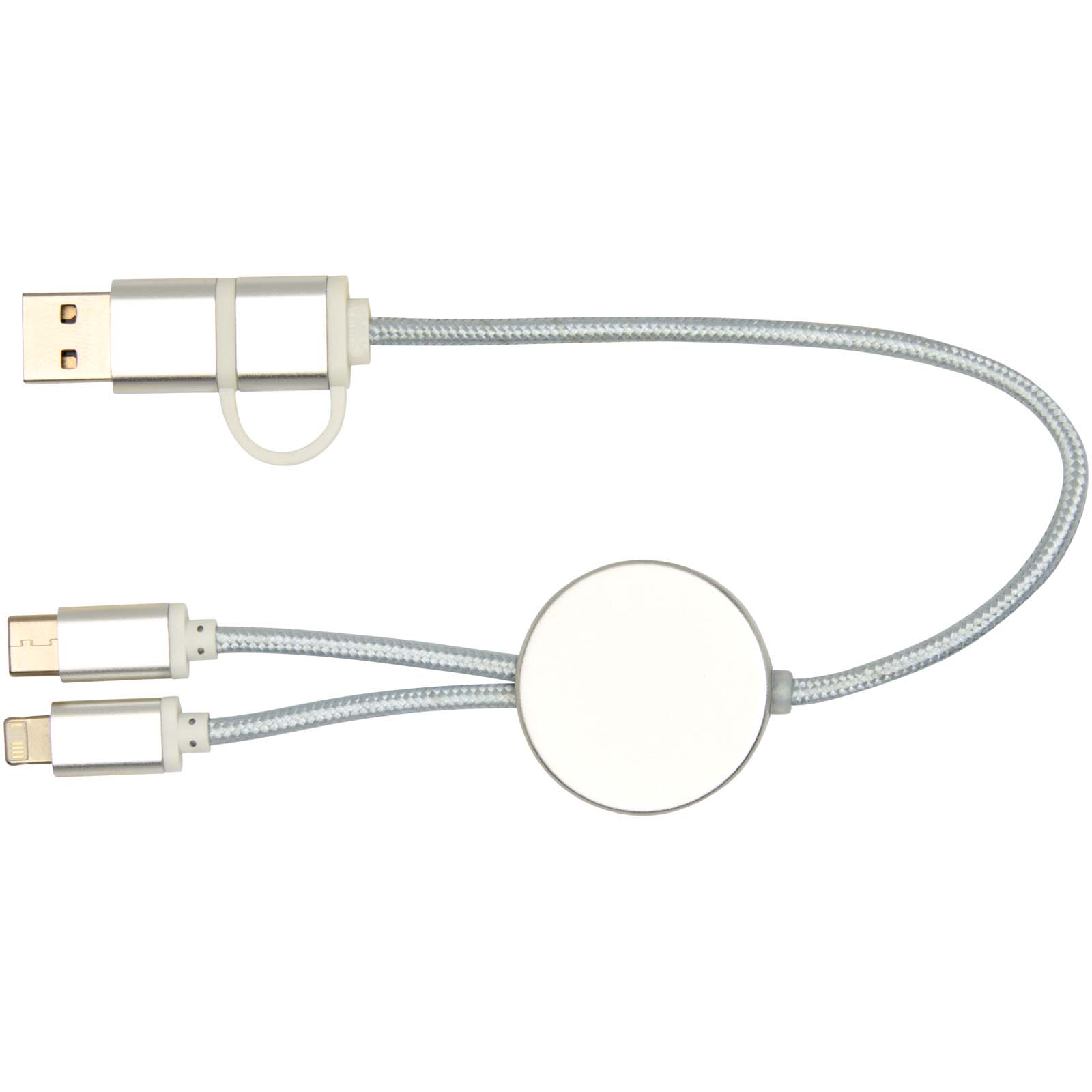 Alasia 5-in-1 recycled aluminium and plastic 30 cm data sync and 27W fast charge cable