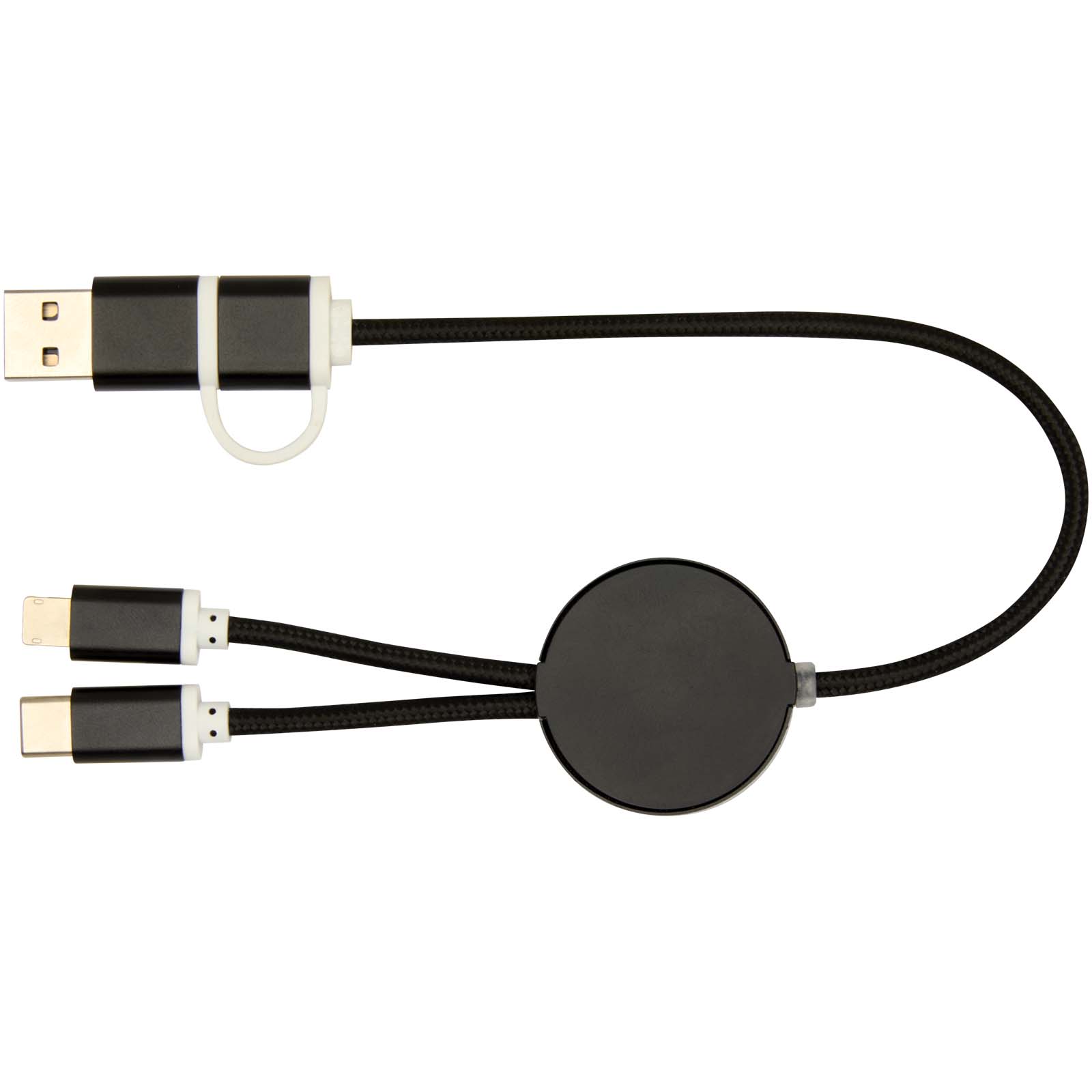 Alasia 5-in-1 recycled aluminium and plastic 30 cm data sync and 27W fast charge cable
