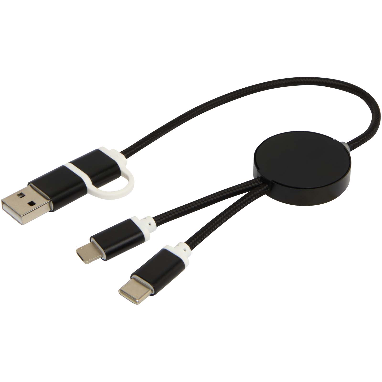 Alasia 5-in-1 recycled aluminium and plastic 30 cm data sync and 27W fast charge cable