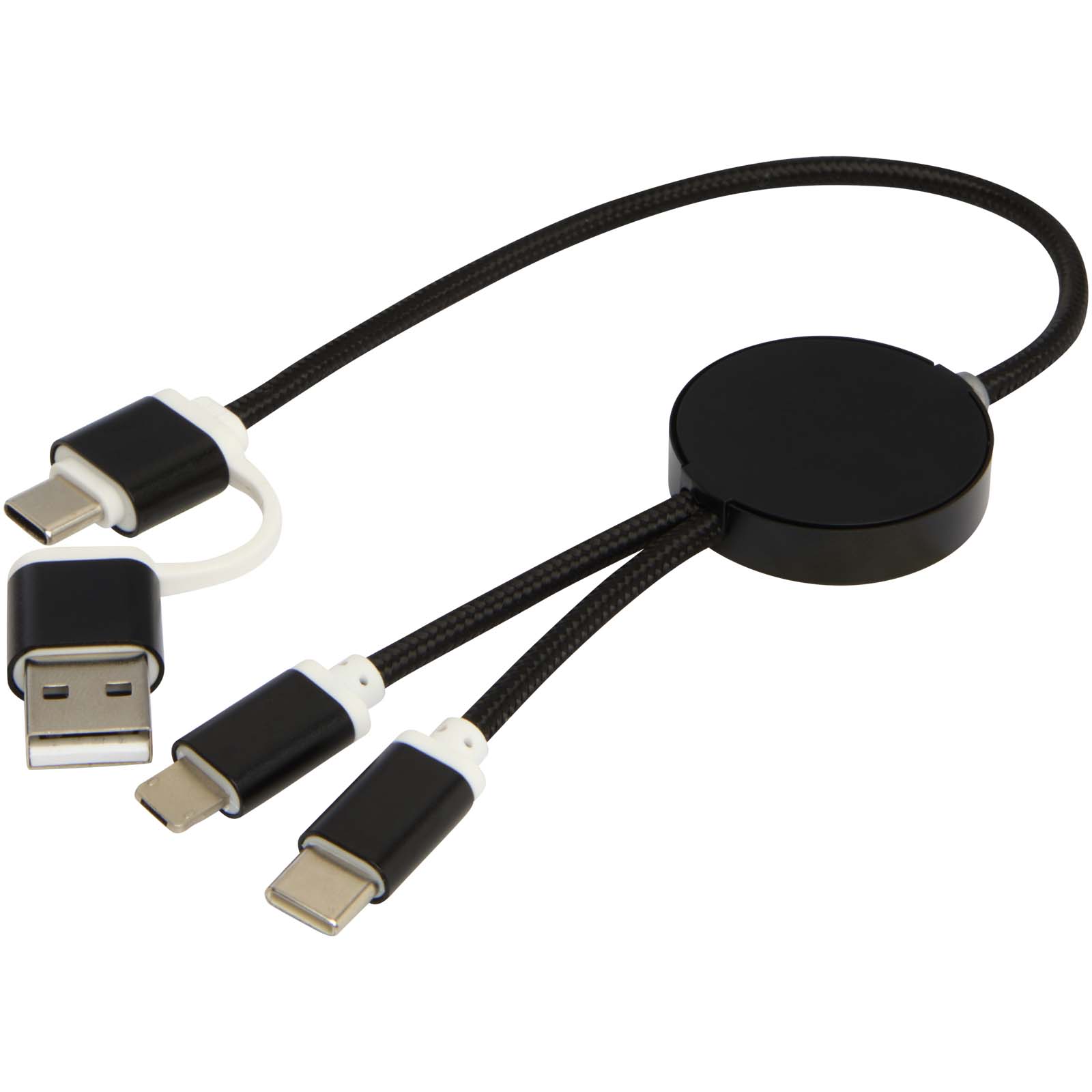 Alasia 5-in-1 recycled aluminium and plastic 30 cm data sync and 27W fast charge cable