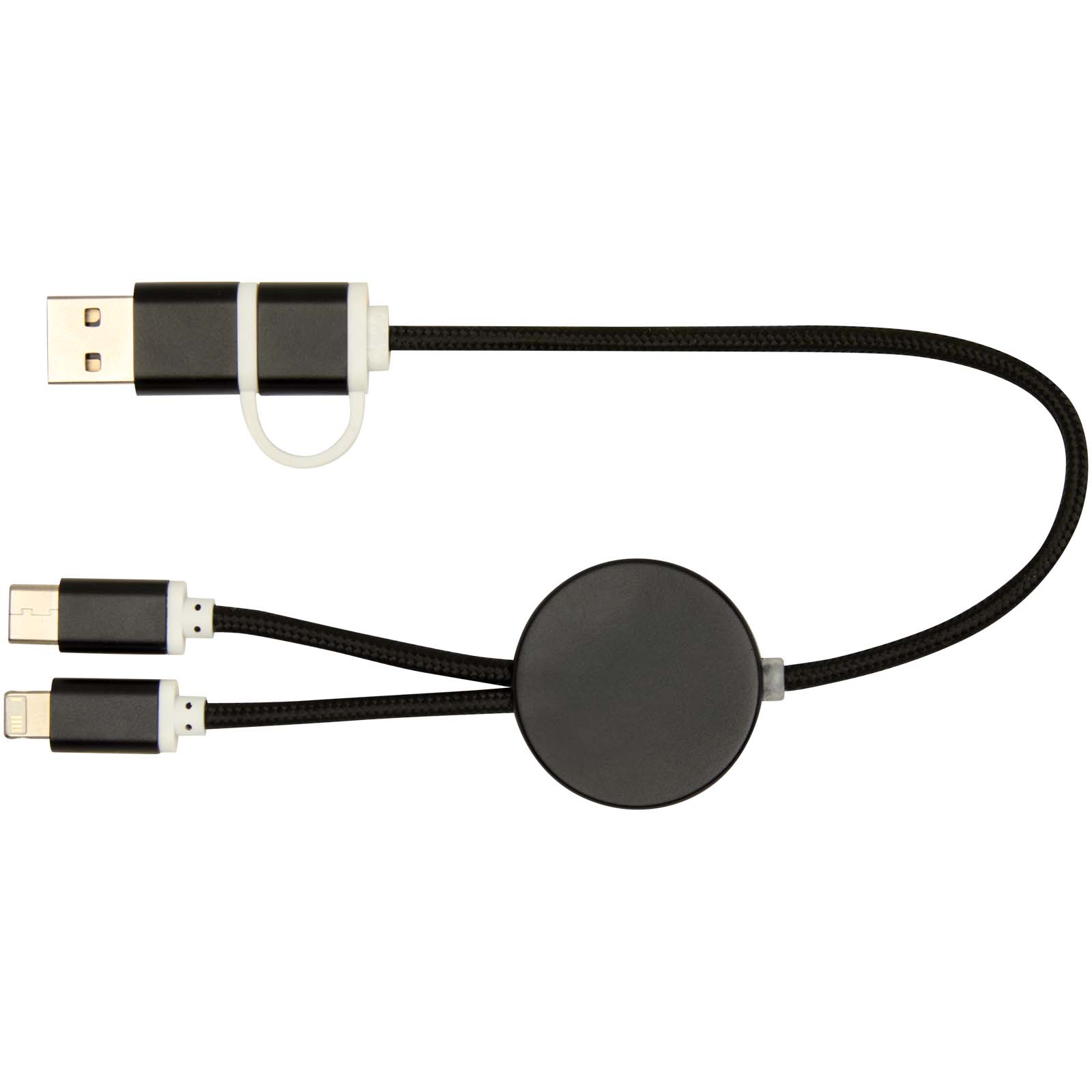 Alasia 5-in-1 recycled aluminium and plastic 30 cm data sync and 27W fast charge cable