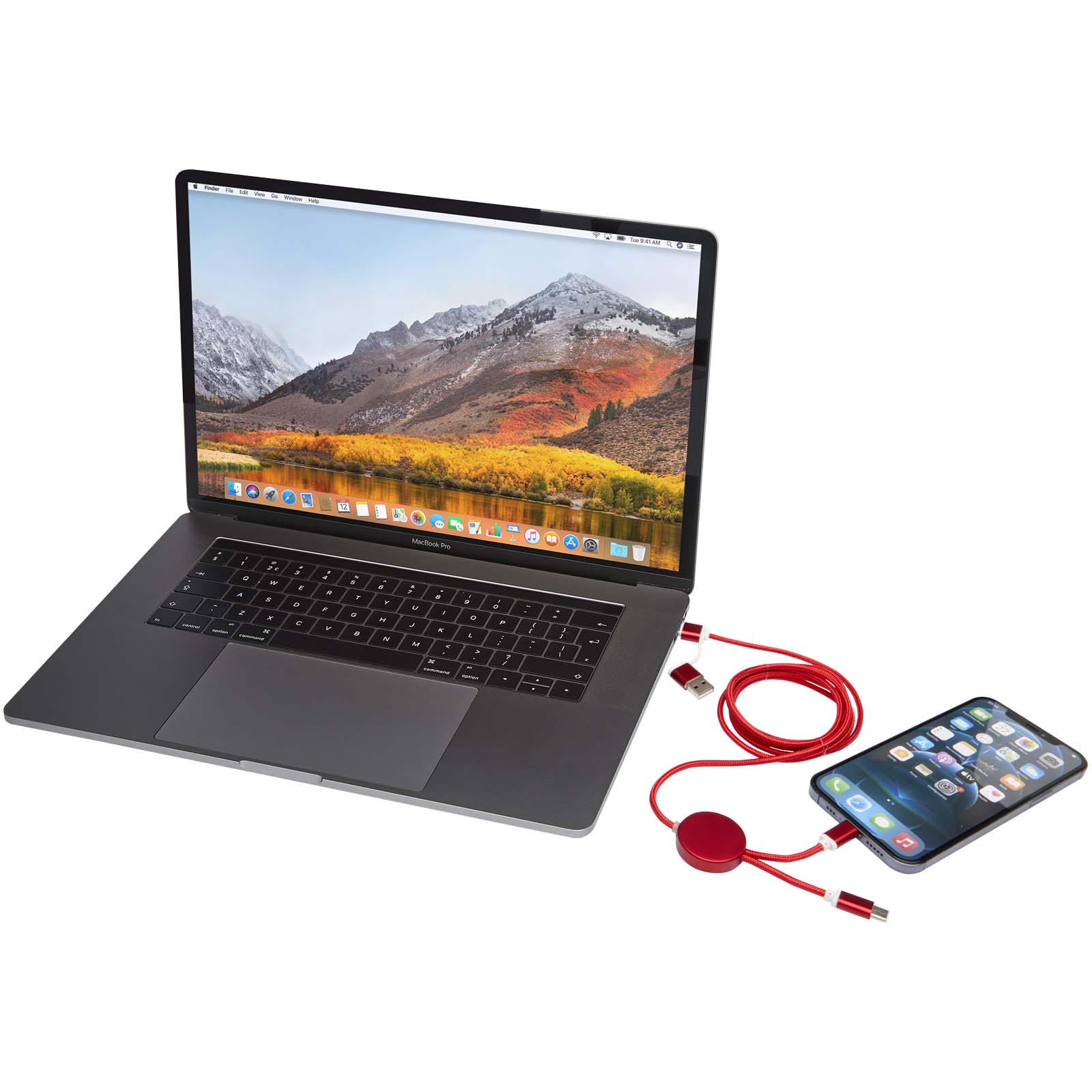 Alasia 5-in-1 recycled aluminium and plastic 150 cm data sync and 27W fast charge cable