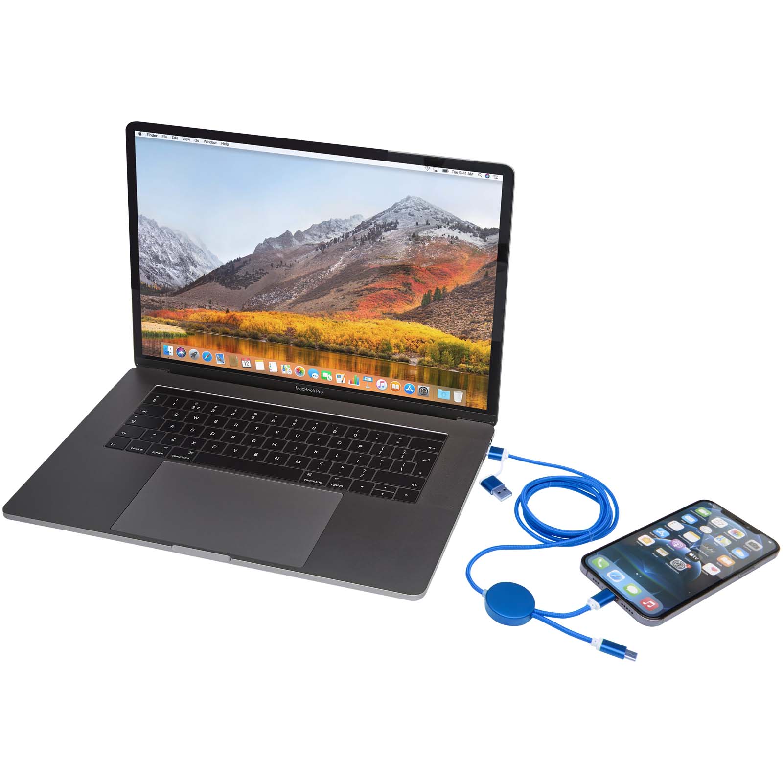 Alasia 5-in-1 recycled aluminium and plastic 150 cm data sync and 27W fast charge cable
