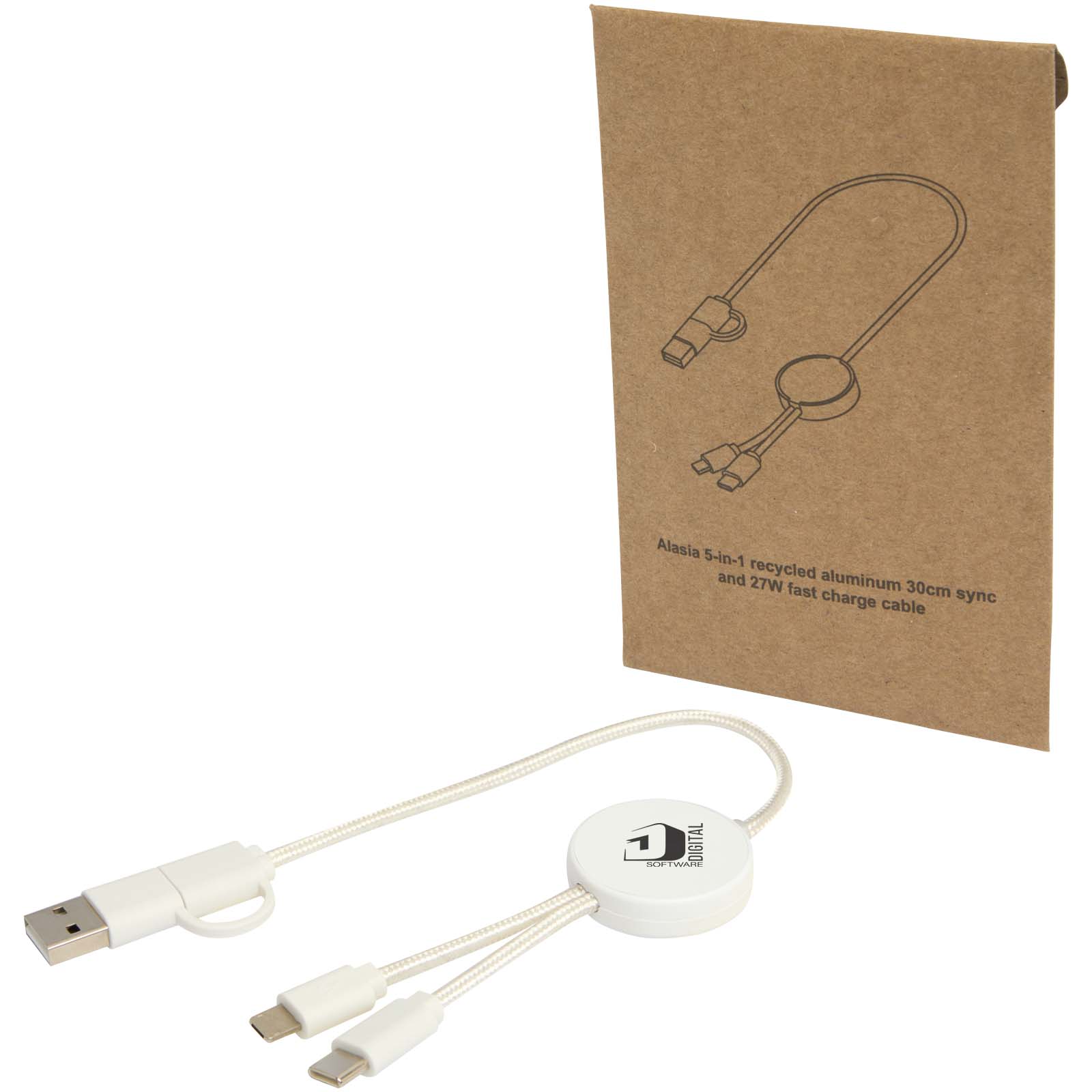 Citala 5-in-1 recycled plastic 30 cm data sync and 27W fast charge cable